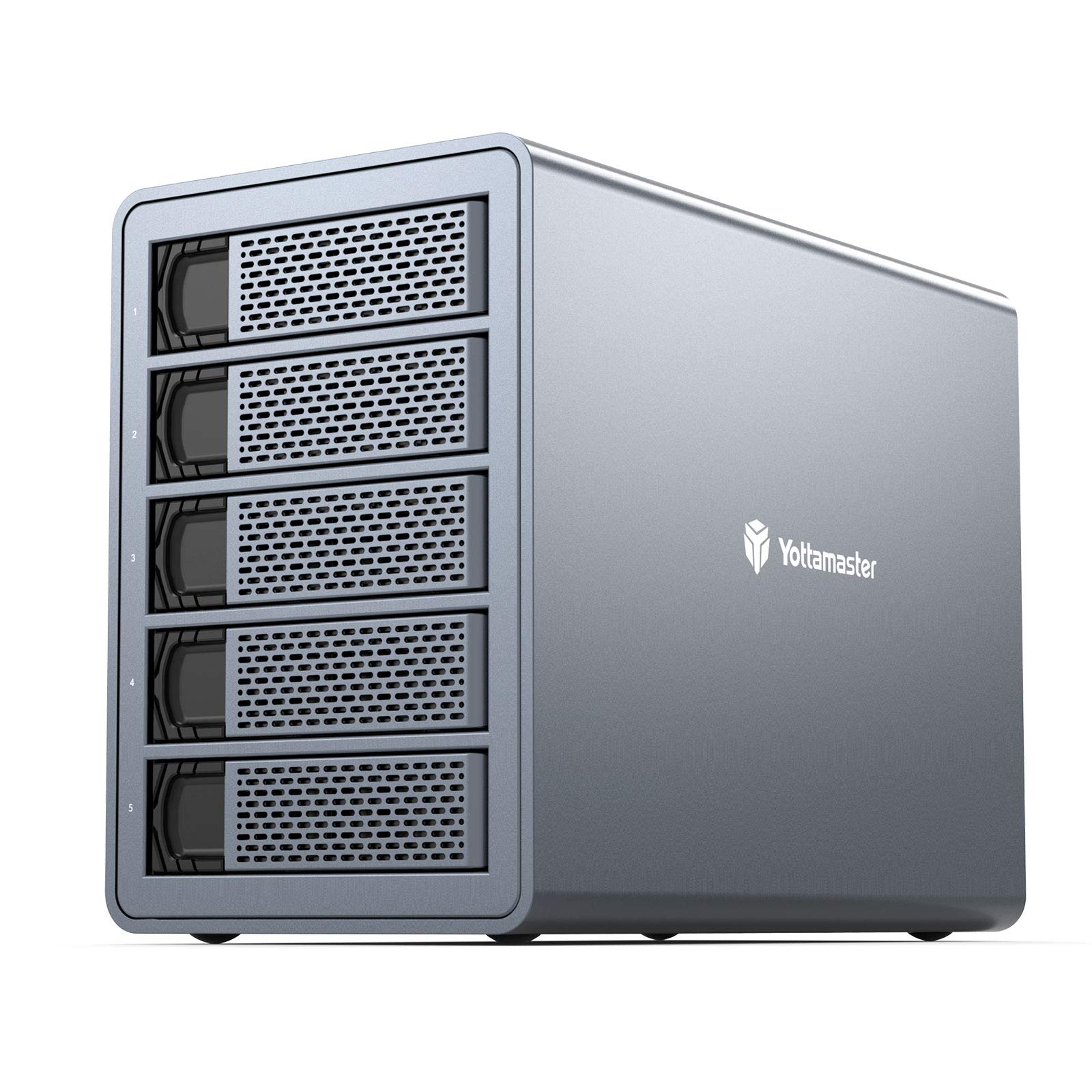 Yottamaster 5ベイ HDDケース 3.5/2.5インチ SATA HDD/SSD対応 最大24TB&times;5 USB 3.0接続 中小企業向け 大容量 外付けHDDケース アルミ製 グレー[FS5U3]｜湖南オンライン
