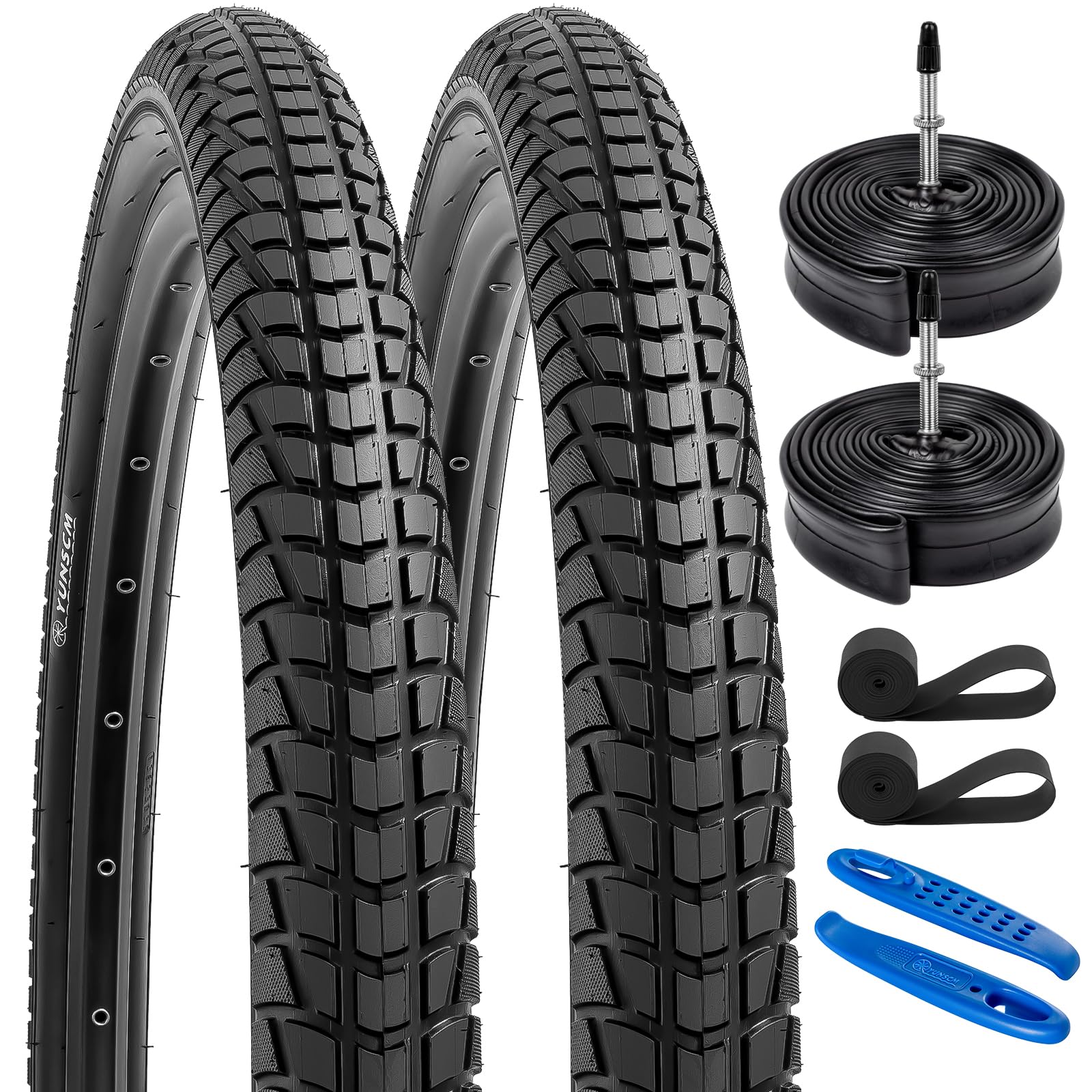 YunSCM 2本セット,27.5 1.95 タイヤ,27.5x1.95 53-584 自転車タイヤ + 27.5x1.75/2.125 チューブ 仏式バルブ48mm+リムテープ+ タイヤレバ,タイヤ 27.5 1.95,Y-1440