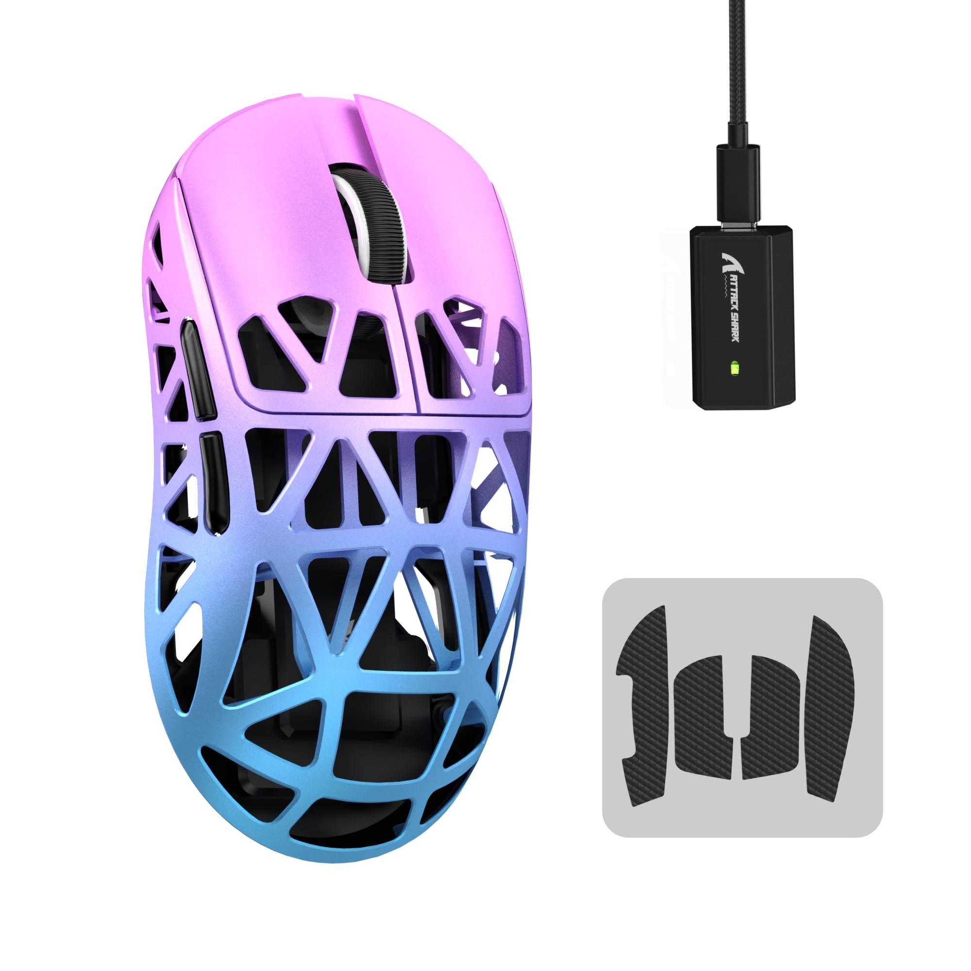MAMBASNAKE&times;ATTACK SHARK R2 マグネシウム合金マウス ゲーミングマウス 8kマウス PixArt PAW3950 光センサー 47g 超軽量 3モード接続 Bluetooth/2.4Gワイヤレス/USB-C有線 ダブルチャンネル 4｜湖南オンライン