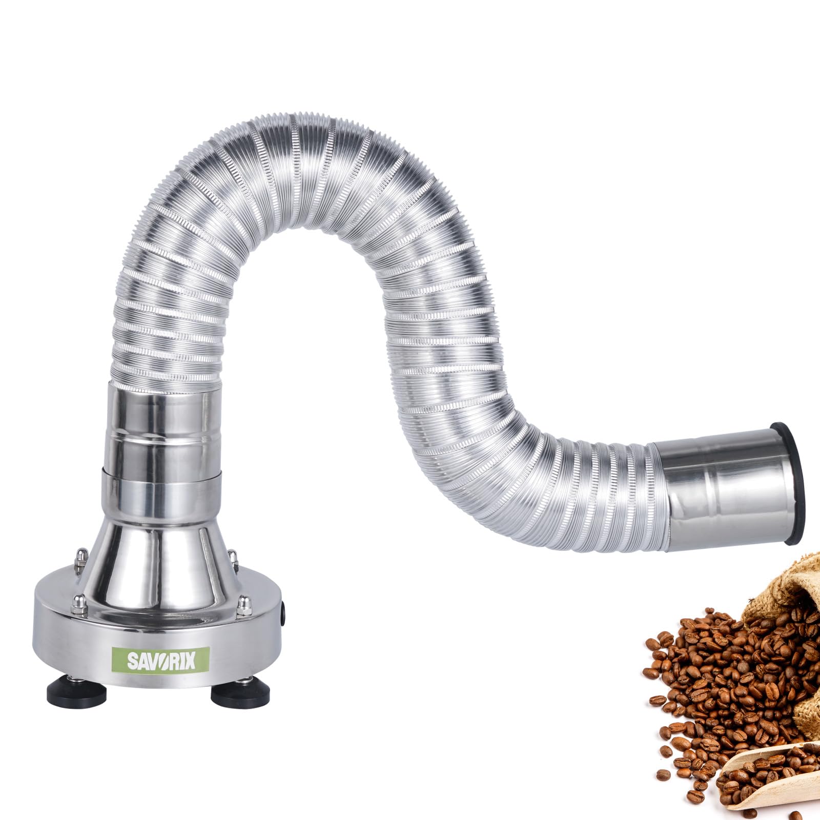 Savorix コーヒー豆チャフ抽出器 コーヒーロースター用チャフコレクター 304ステンレス鋼製 排煙機 排気速度調節機能付き フレキシブルチューブ