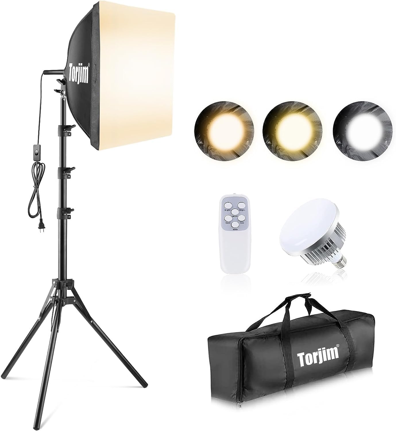 新品 三色LED 白 自然 暖色光 ソフトボックス50x70cm写真照明用セット Amazon | 三色LED ソフトボックス FOSITAN 三色 2800K～5700K 白
