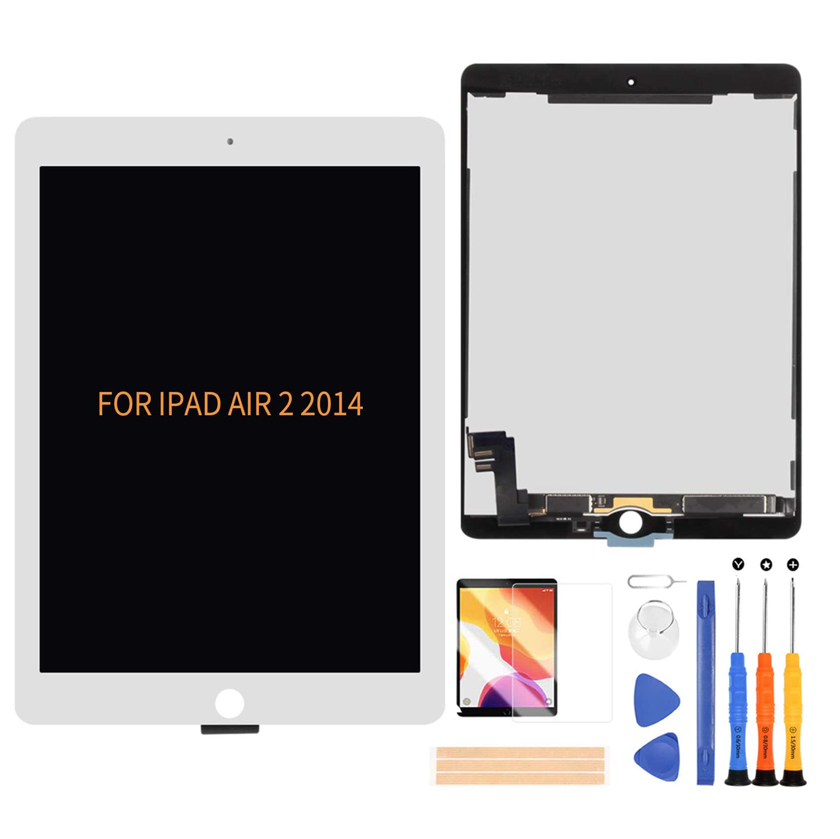 A-MIND For iPad Air 2 2014 液晶パネル 画面交換修理用 タッチパネルセット 9.7インチ A1566 A1567ＬＣＤスクリーン 統合画面交換修理用キット 無料の修理工具 (ホワイト)