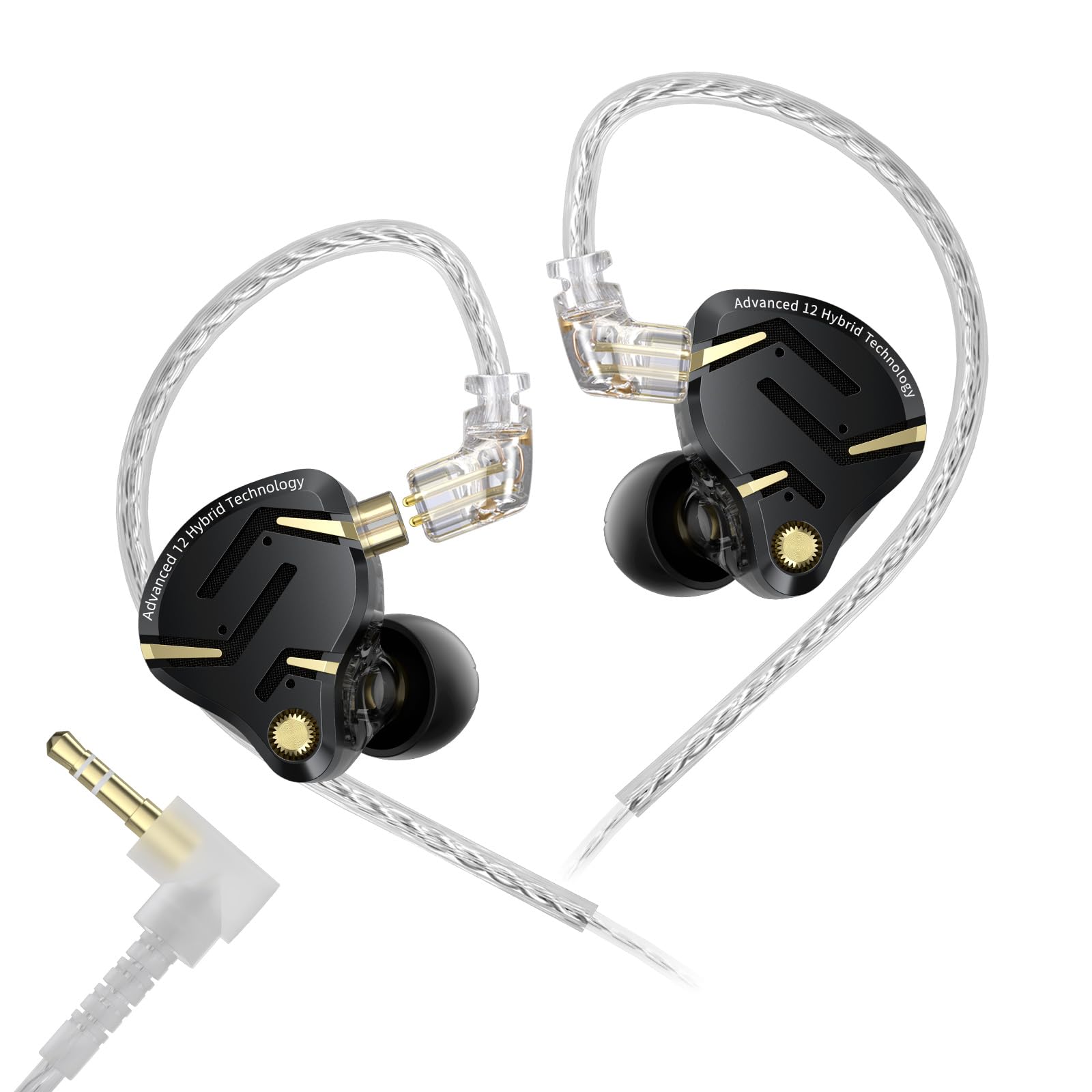 KZ ZS12 PRO2イヤモニ ＫＺイヤホン 1DD＋5BAゲーミングイヤホン内蔵型電子クロスオーバー基板 10mm超低ダイナミックドライバーユニット両側10ユニットバランスドアーマチュア 30019中高周波バランスドアーマチュア 金メッキプラグイン構造