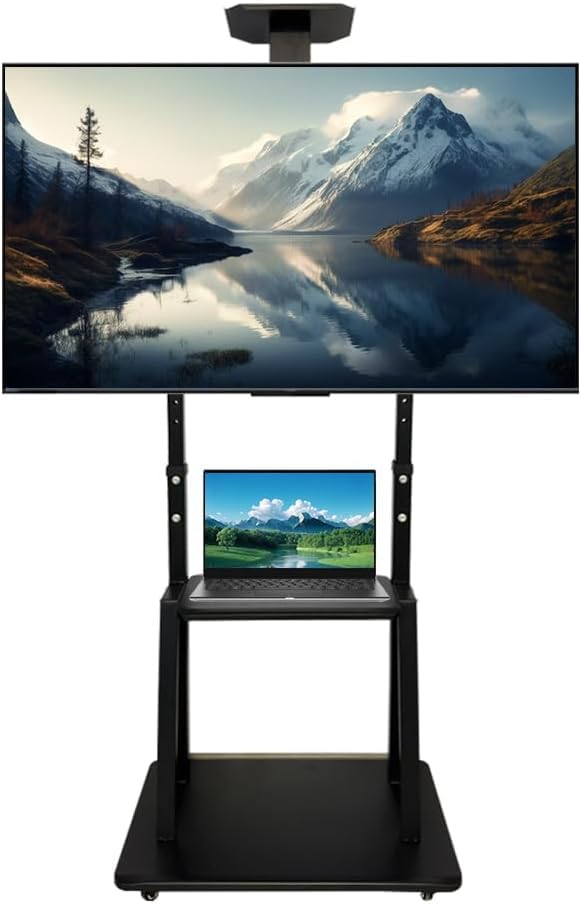 JEEYING テレビスタンド ハイタイプ tvスタンド 32~75インチ対応 キャスター付き ハイタイプ 移動式 tv stand テレビ台 壁掛け 高さ調節 ブラック