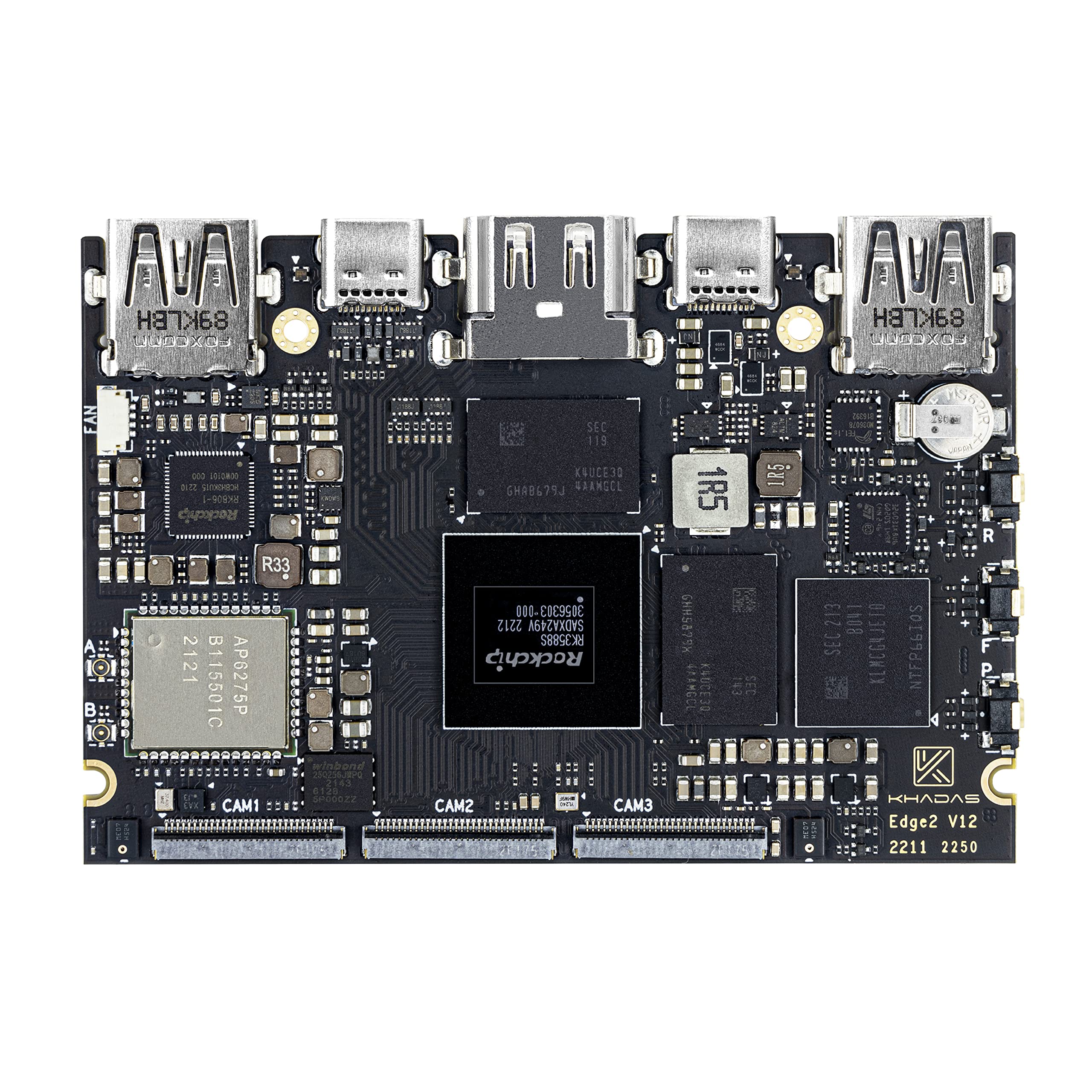 Khadas Edge2 RK3588SミニARM PC,シングルボードコンピュータ8コアー64-bit CPU, ARM Mali-G610 MP4 GPU, 6 TOPS AI NPU, Wi-Fi 6, BT5.0, 8K HD ディスプレイ &デコ｜湖南オンライン