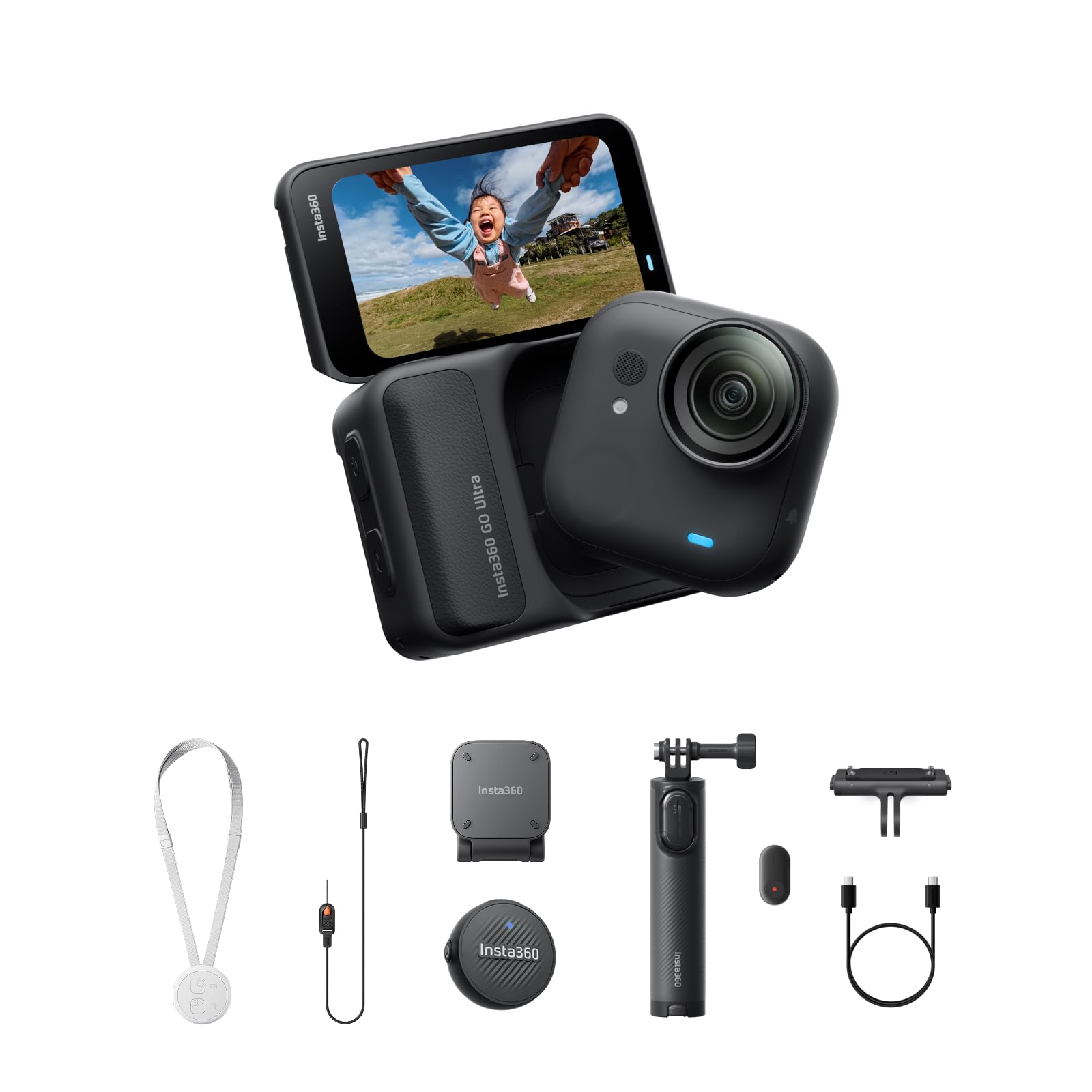 【高梨沙羅さん愛用】 Insta360 GO Ultra Vlogキット ミッドナイトブラック- ポケットから世界が変わる 軽量&ポータブル、低照度、どこにでも取り付け可能、FlowState手ブレ補正、200分バッテリー寿命、10メートル防水、サイクリン|湖南オンライン