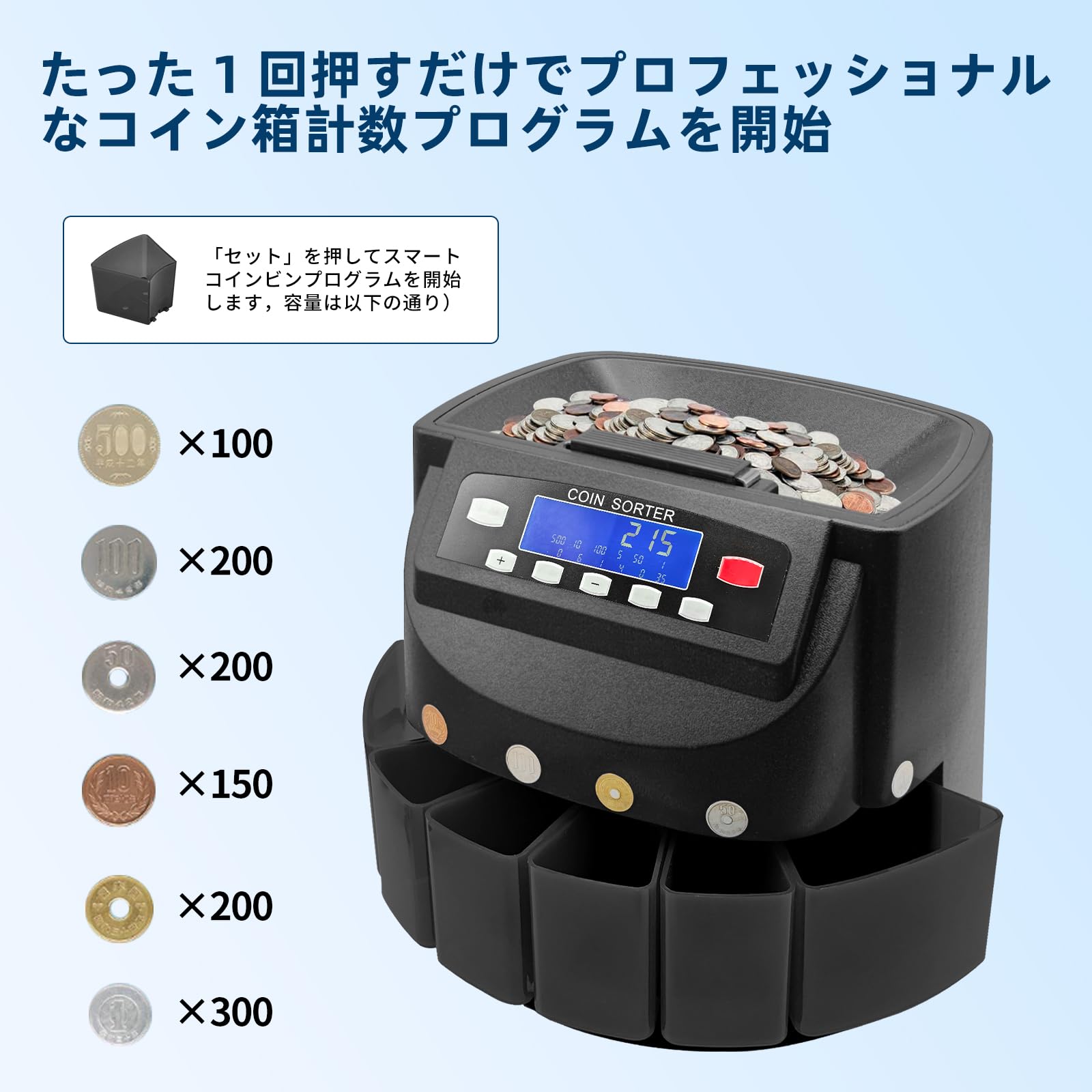 Aifieego コインカウンター 自動選別 硬貨計数機 高精度硬貨カウンター マネーカウンター コイン カウンター 小銭計算機 小銭カウンター お金を数える機械 ビジネス・家庭用 小銭 仕分け マネーディスプレイコインケース 付き 事務用×2個 ヒューズ|湖南オンライン
