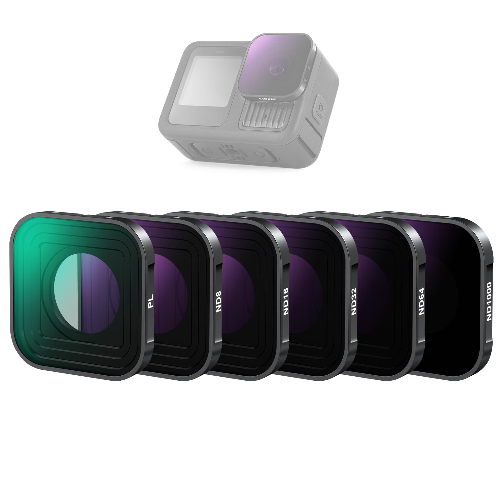 NEEWER CPL NDフィルター コンパチブルGoPro Hero 13 12 11 10 9 ブラック 6パック CPL ND8 ND16 ND32 ND64 ND1000 HD マルチコート 超薄型 減光フィルター 偏光フィルター アクションカメラ