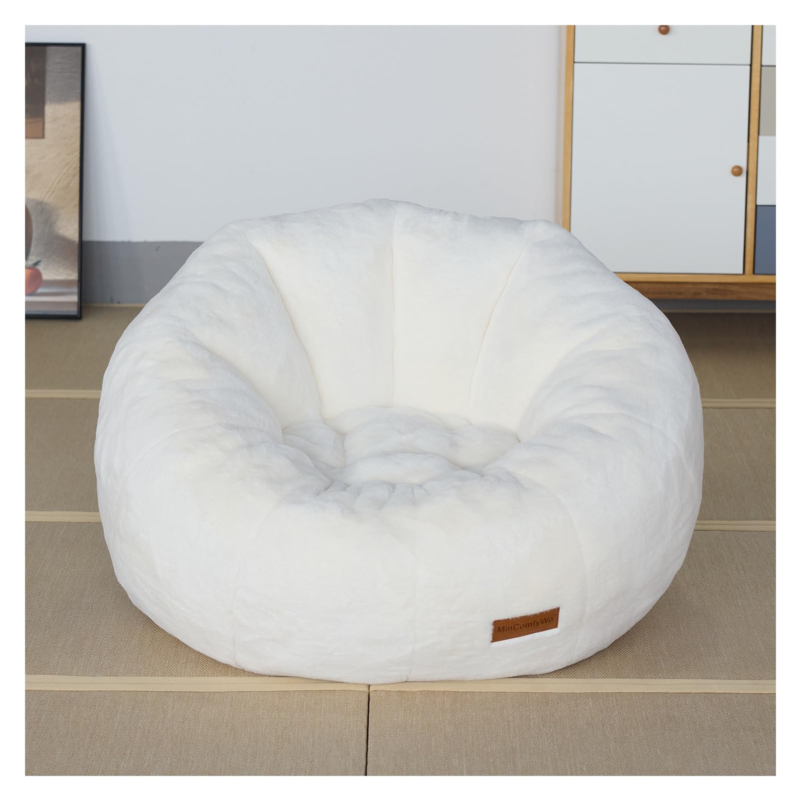 MinComfyWo ビーズクッションソファ 特大(85×80×62cm) 防水防油防汚カバーソファークッション 大きい 疲労解消 安全設計 ビーズソファ 無味 豆袋座布団 おしゃれ 一人暮らし ソファ 一人掛け 1人用 座椅子 チェア ホワイト