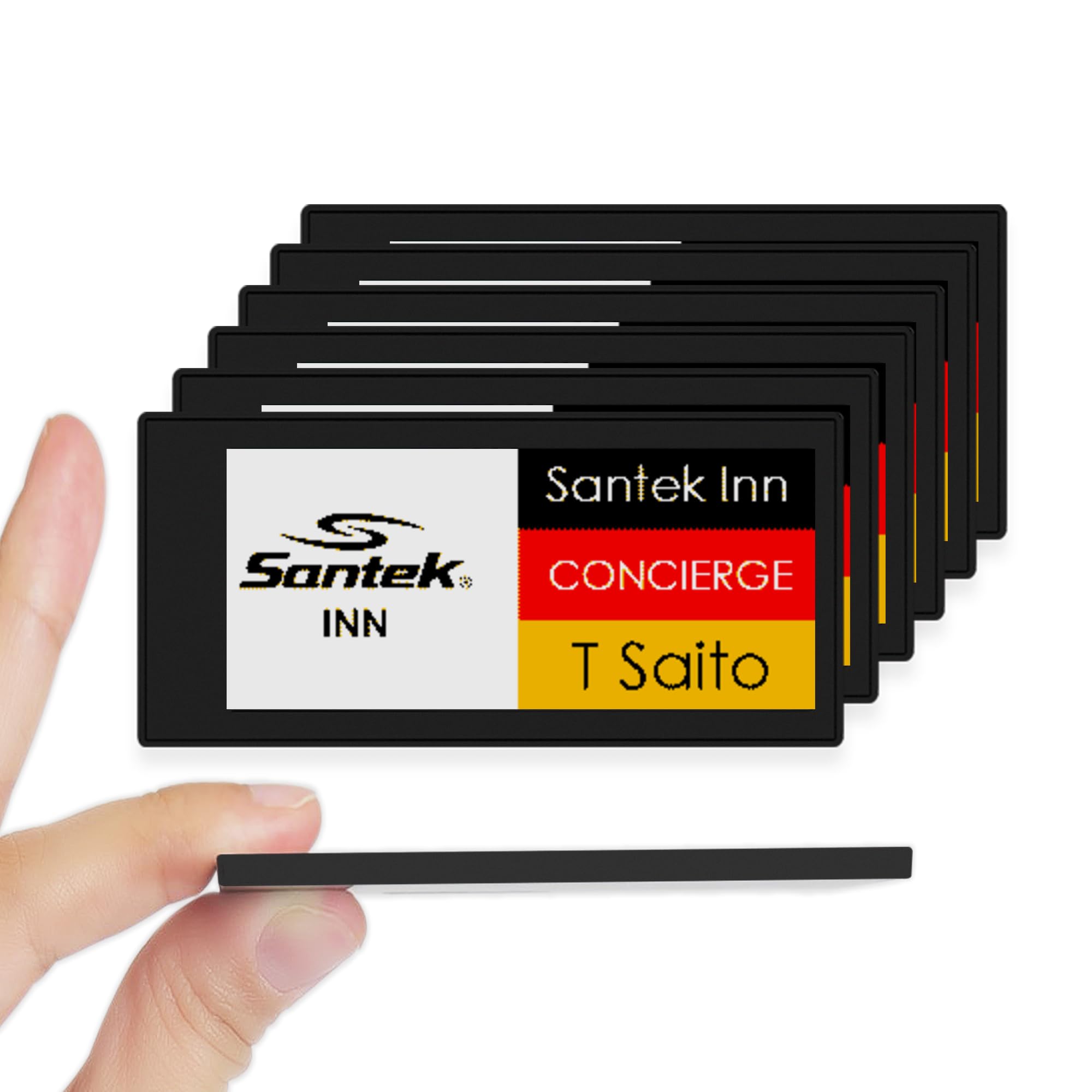 ［ Santek ］ EZ Sign NFC 電子ペーパー ディスプレイ 4色表示 [ 薄型3.4mm 2.9インチ ブラック 6pcsセットアクセサリーなし ] 電池不要 IP65防滴防塵 スマホでNFC書き換え iOS Android Windows