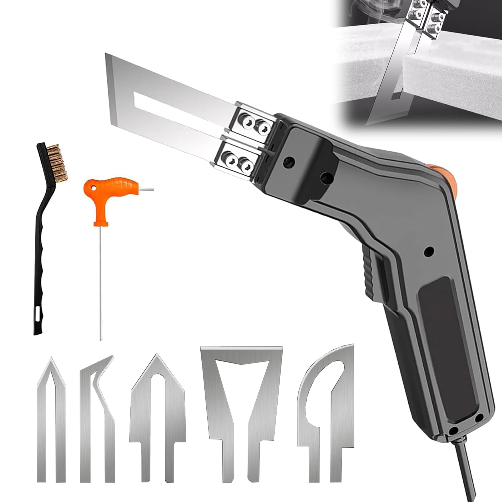 DFIXIT 300W ホットカッター ホットナイフ 発泡スチロールカッター 3秒加熱 50-600℃ 温度調節 110V ナイロン/布/ロープ/プラスチック/スチロール カット用 (300W-R型ナイフ*5)｜湖南オンライン