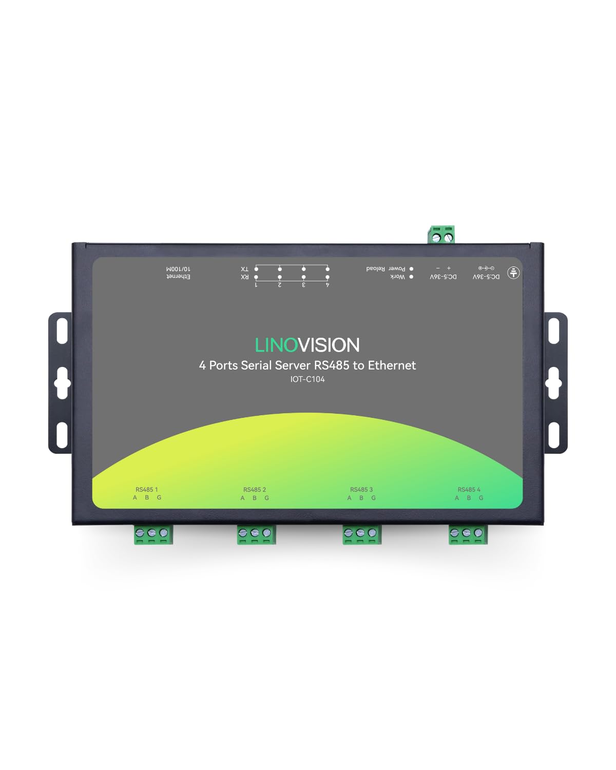 LINOVISION 4ポート RS485-RJ45変換 シリアルデバイスサーバー、 RS485をイーサネットに変換用コンバーター、Modbus RTU/TCP変換 シリアルデバイス、RS485-RJ45 Modbusゲートウェイ、エッジコンピューティング