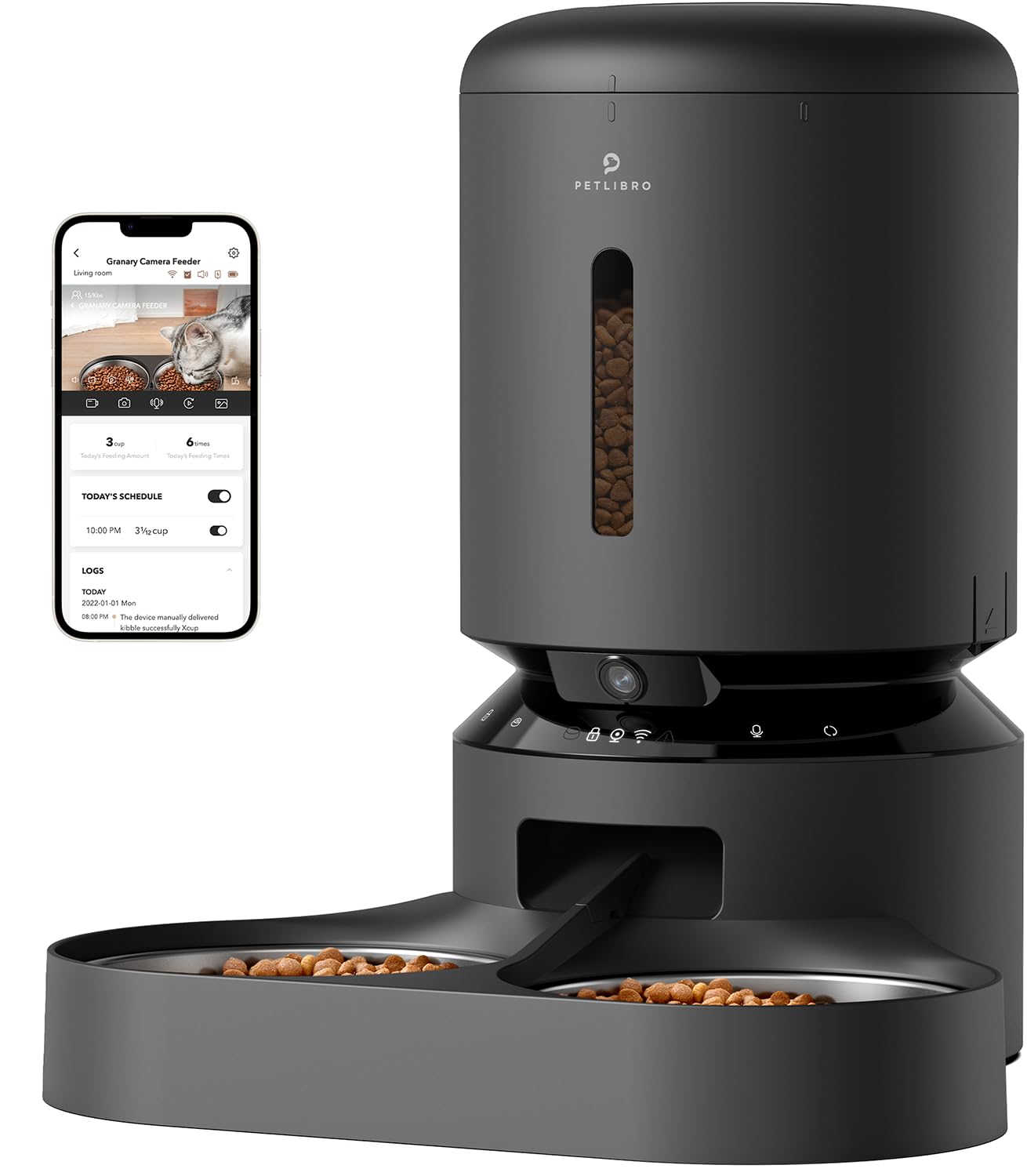 PETLIBRO 自動給餌器 えさやり器 自動餌やり器 カメラ付 1080P 暗視機能 2.4G 5G WiFi対応 フード残量不足検知 詰まり防止センサー 動体検知 音声検知 スマホ遠隔 大容量 見守り ペット用 猫用 中小犬用 二匹向け 5L ブラック 18,167円