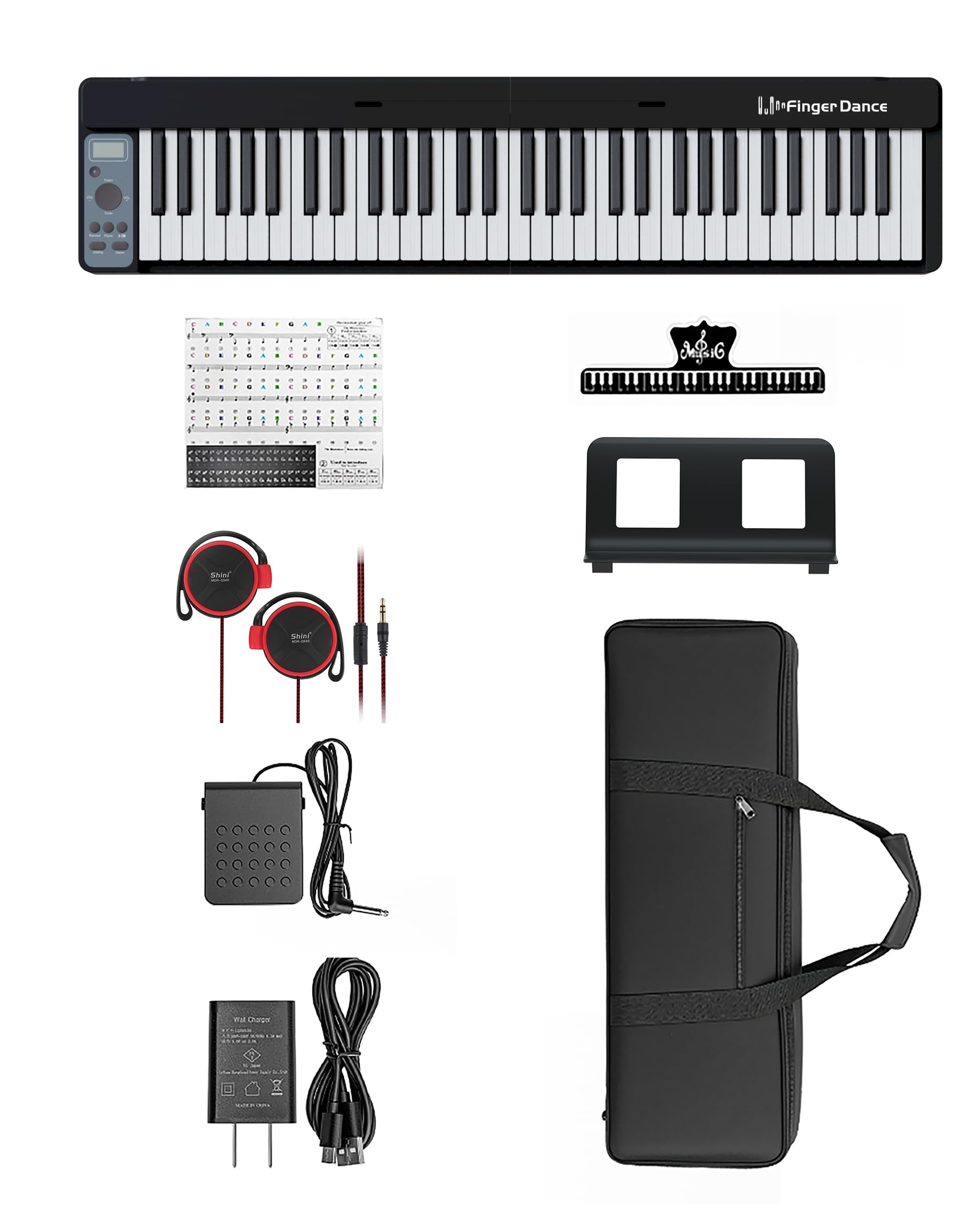 電子ピアノ 61鍵盤 折りたたみ 32複音数 セミウェイトキー 軽量 128音色 128リズム MIDI/Bluetooth付き 二つスピーカー付き 譜面台付き 子供と初心者向け 卓上ピアノ おすすめ