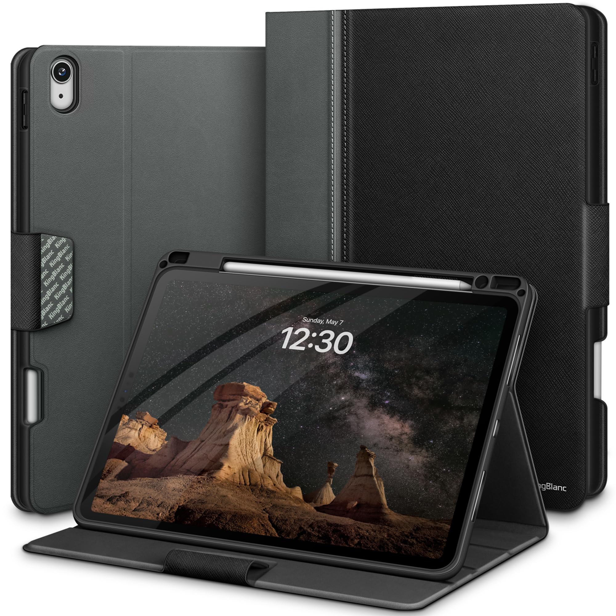 KingBlanc iPad Air 11インチ ケース (M3/M2、2025/2024)・iPad Air 第5/4世代 ケース (2022/2020) 10.9インチ 対応 手帳型 ペン収納 オートスリープ Apple Pencil Pro/USB-