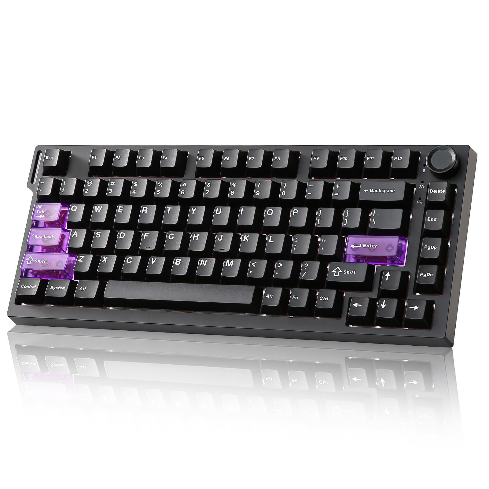 YUNZII RT75 PRO ワイヤレスゲーミングキーボード ラピッドトリガーキーボード ホール効果 メカニカル 磁気スイッチ Bluetooth/USB-C/2.4G接続 8KHzポーリングレート＆128Kスキャン 調整可能ノブ RGBバックライト T