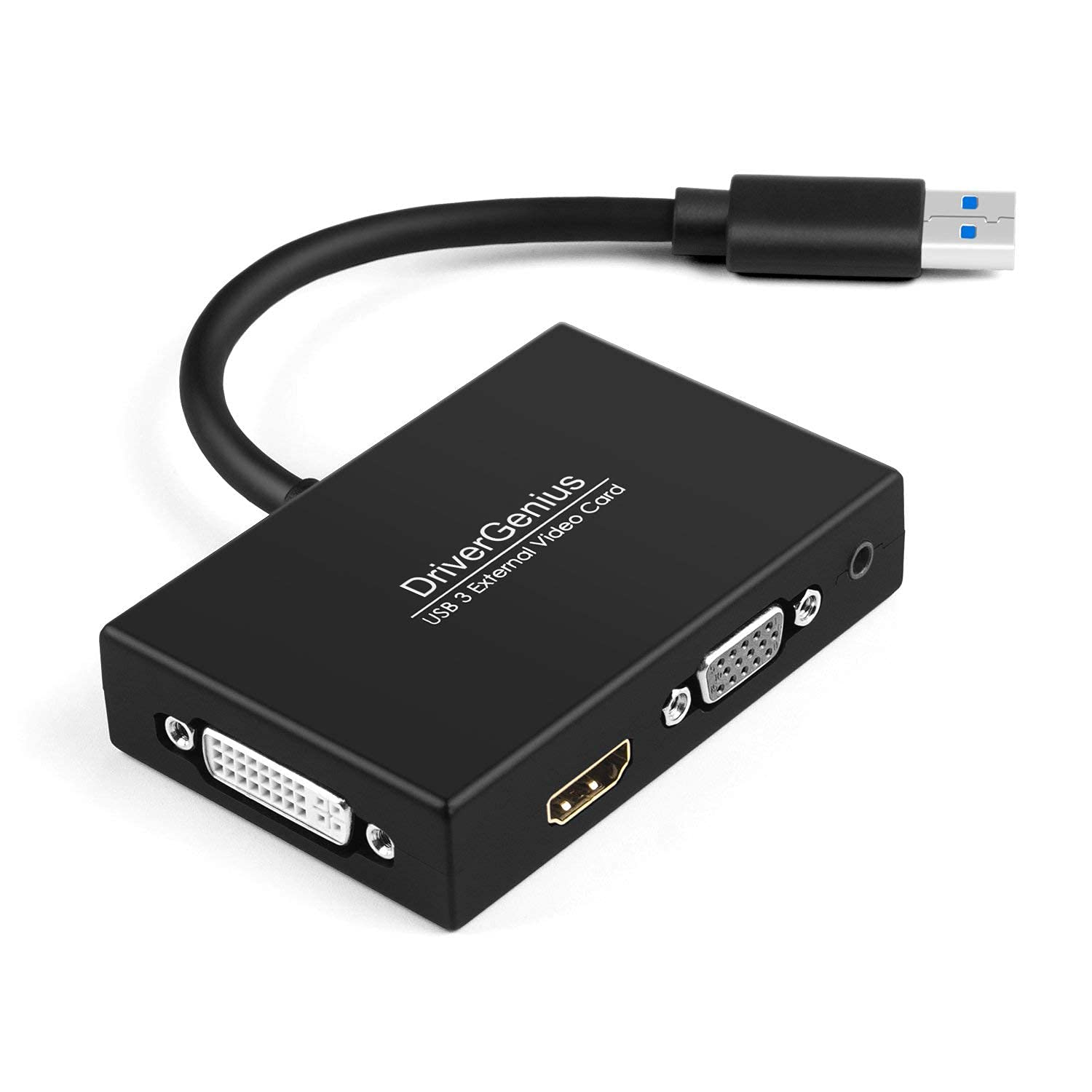 DriverGenius ViewX Trio シリーズ USB 3.0対応 HDMI/DVI/VGAアダプター（3.5mm音声出力付き）1080p/60Hz|Windows 11・macOS 15対応|ライター・デザイナー・データアナリスト向け