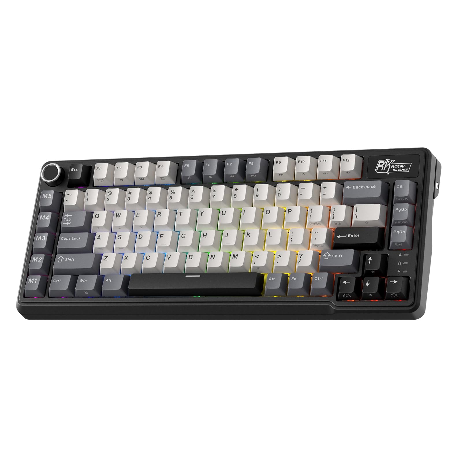 RK ROYAL KLUDGE L75 メカニカルキーボード、ガスケットアセンブリ、ボタン/マクロキー、タッチ可能ネームプレート、トライモードBT/2.4G/USB-C 75% TKLワイヤレスキーボード、ホットスワップ対応、8000mAhバッテリー、プロ