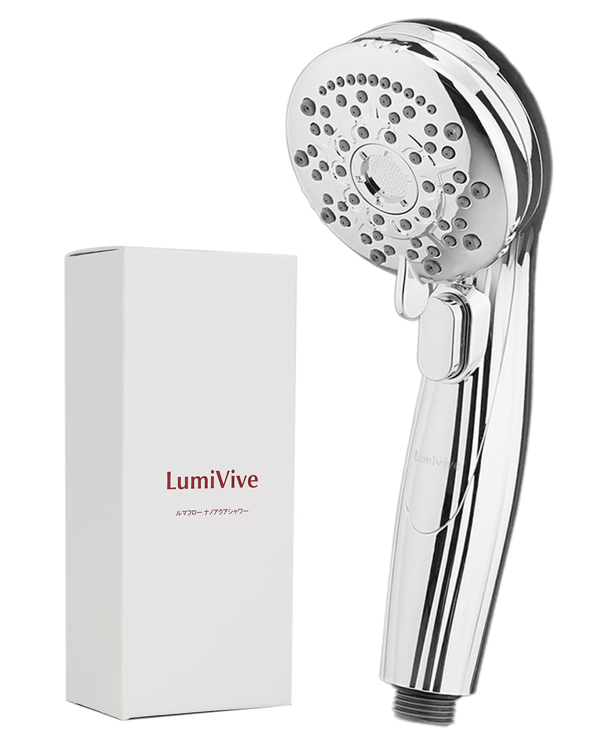 LumiVive シャワーヘッド 高水圧 マイクロナノバブル 節水 塩素除去 ファインバブル 保温保湿 毛穴の汚れ対策 美肌 4種変換アダプター付き フィルター内蔵 (シルバー)