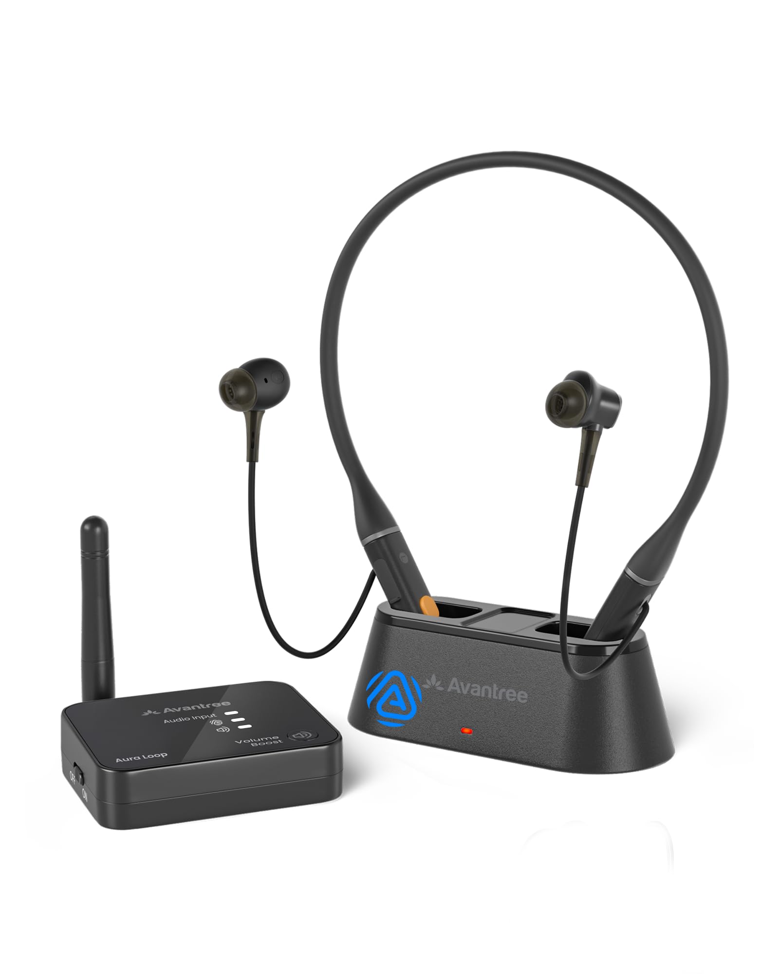 Avantree Aura Loop ・ テレビ用 ワイヤレスイヤホン 次世代Auracast&最新Bluetooth 5.4対応 Auracastトランスミッター付き 充電ドック付き ネックバンド型 首掛け クリア音声 3種EQモード 1対多Auraca|湖南オンライン