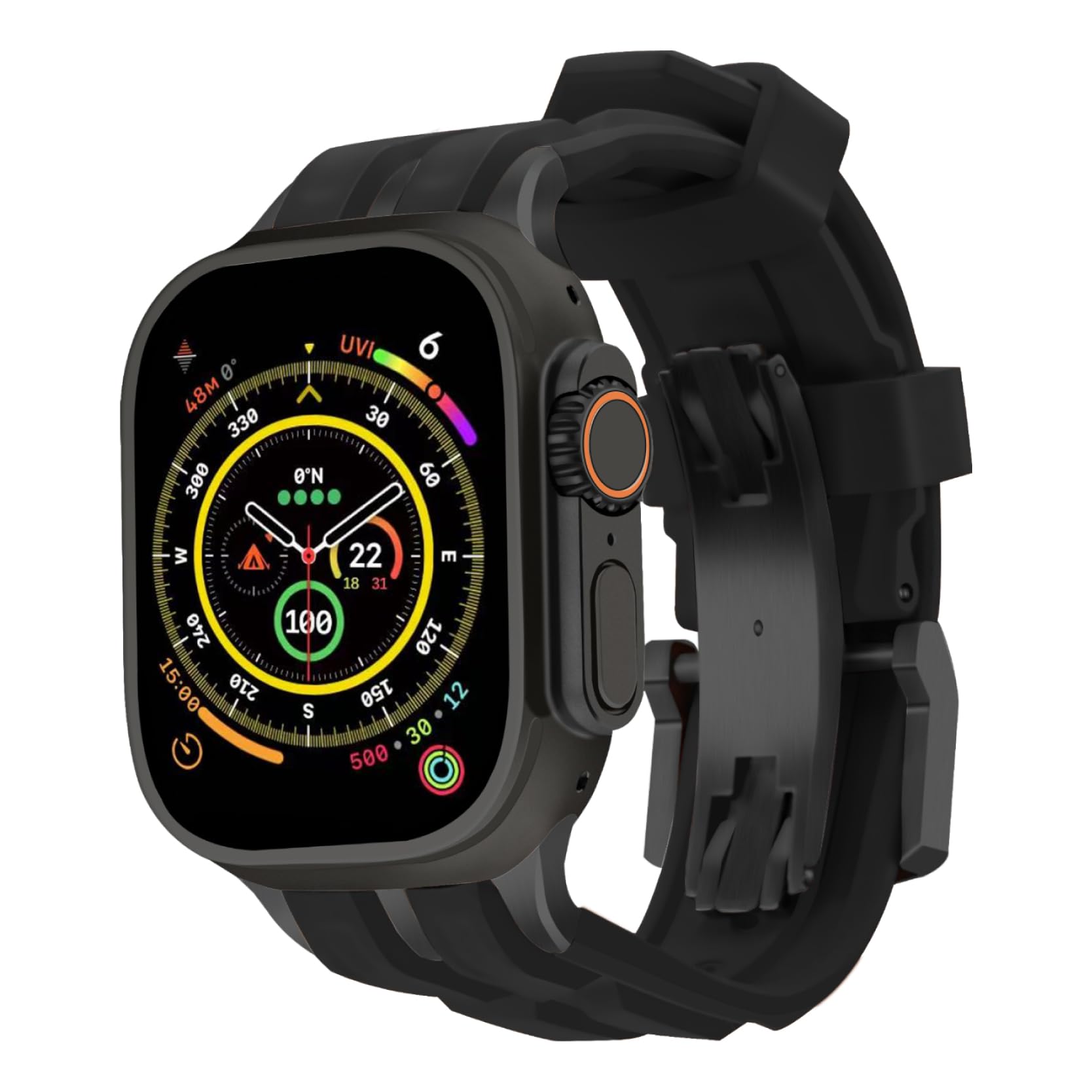 [RACINGPREMIUM] AppleWatch Ultra3/2/1/S10/S9/S8/S7/S6/S5/SEシリーズ対応、ベルギー発デザイン、ラグジュアリーレベルフッ素ゴム交換用バンド、ステンレス鋼＆チタン合金コネクター/バックル、アップルウォッ｜湖南オンライン