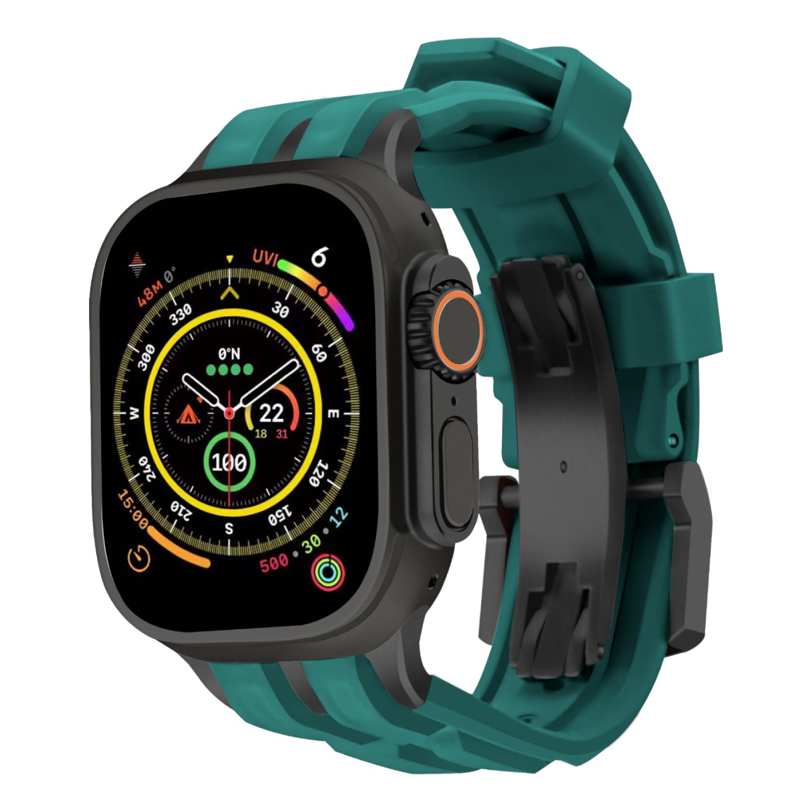 [RACINGPREMIUM] AppleWatch Ultra1/2/S10/S9/S8/S7/S6/S5/SEシリーズ対応、ベルギー発デザイン、ラグジュアリーレベルフッ素ゴム交換用バンド、ステンレス鋼＆チタン合金コネクター/バックル、アップルウォッチ ｜湖南オンライン