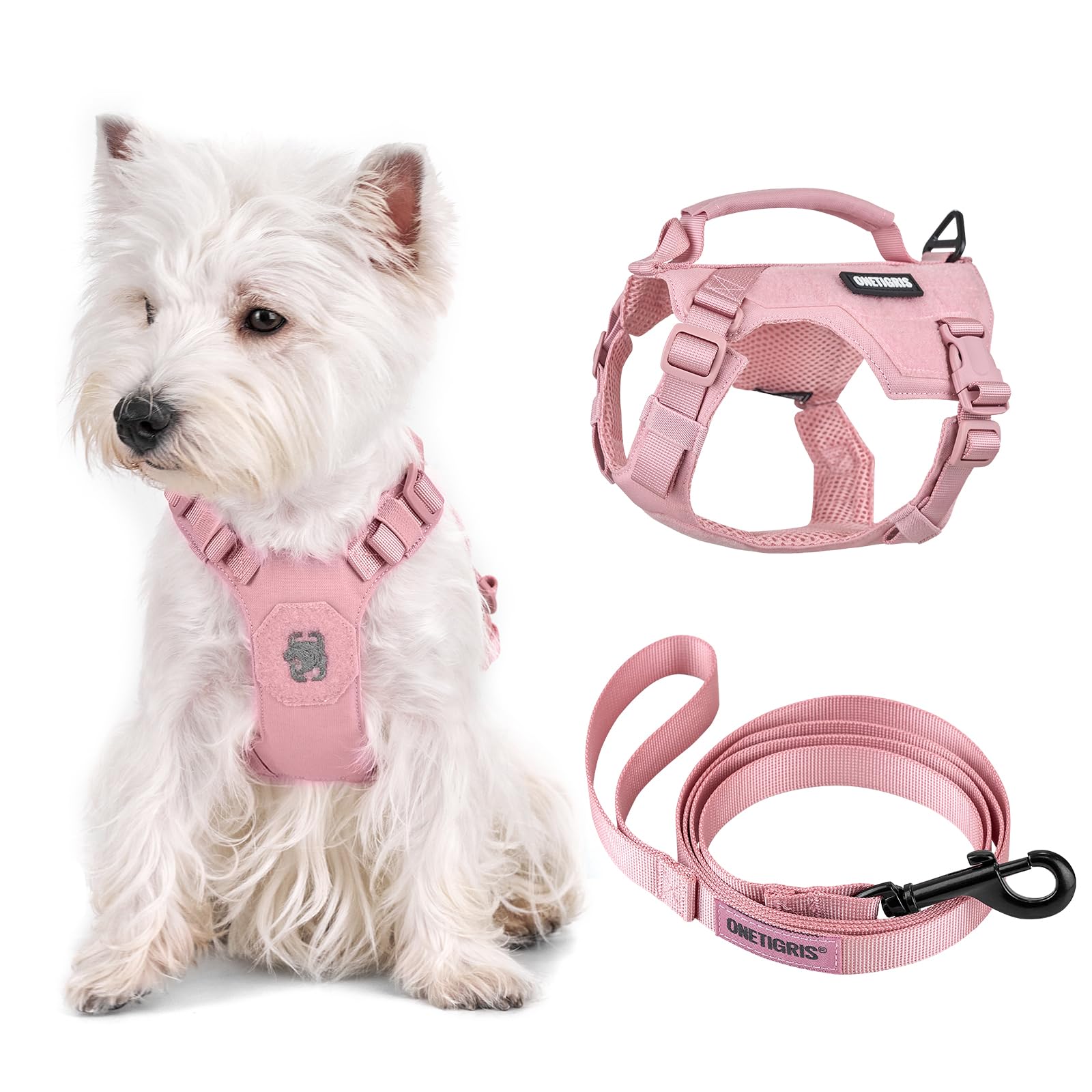 OneTigris 犬 ハーネス 小/中型犬に向け 引っ張り防止 喉に優しい 犬用胴輪 500Dナイロン 高い引裂強度と耐噛み性 名前タグを貼り付け可能 ミリタリー UTXクイックリリースバックル/Dリング2個 簡単着脱 耐腐食性 雨の日もOK 歩行補助ピ