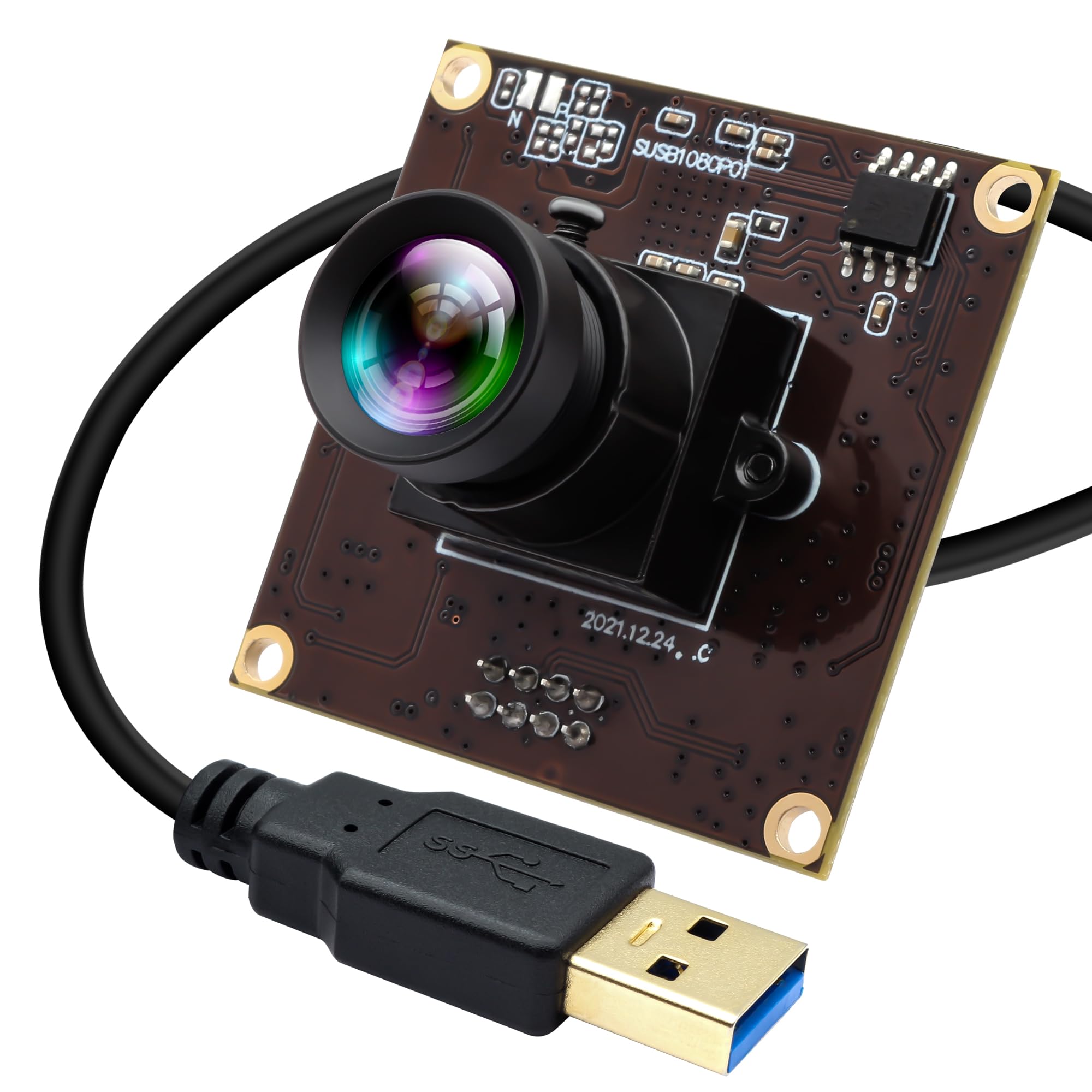 ELP 50fps 高速USBカメラモジュール 低照度0.01Luxカメラ 53度歪みなしレンズ付き 1080P USB3.0モーションウェブカメラ プラグアンドプレイ 3Dプリンター用 工業検査顕微鏡
