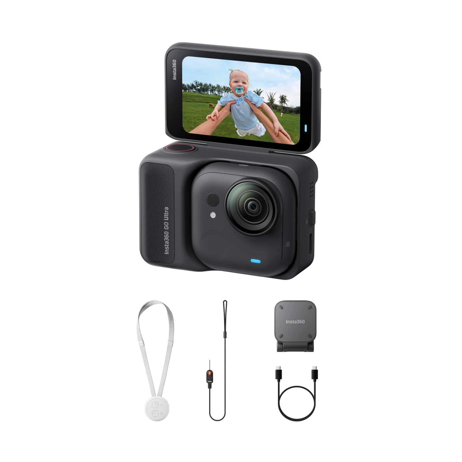 【高梨沙羅さん愛用】Insta360 GO Ultra 通常版 ブラック |ポケットサイズから世界が変わる！超軽量＆10m防水・どこでも装着・手ブレ補正・3時間撮影OK|ランニング・サイクリングに最適！
