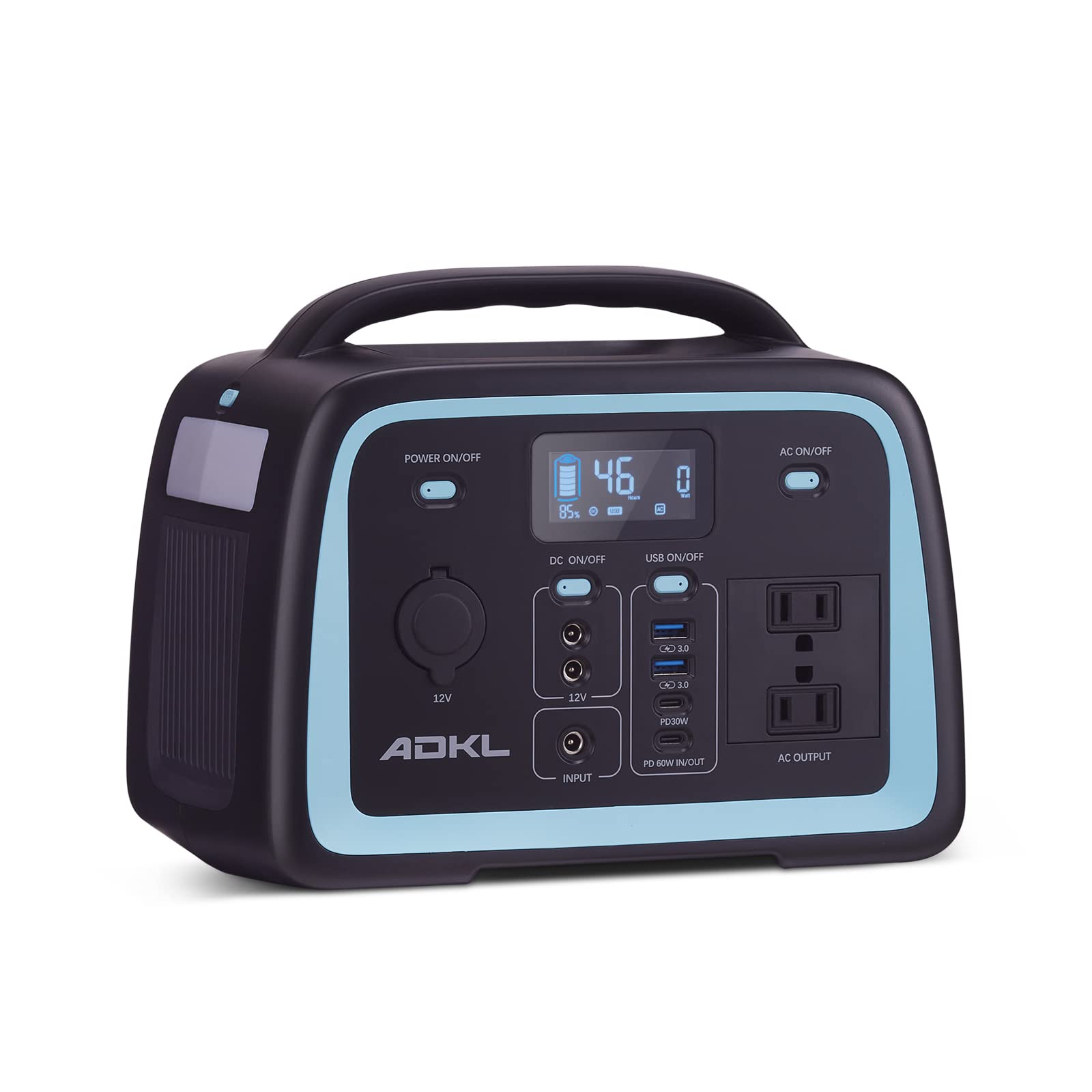 ADKL ポータブル電源 ポータブルバッテリー 大容量 100000mAh/320Wh AC300W(瞬間最大600W) LiFePO4リン酸鉄リチウム電池 小型軽量 純正弦波 パススルー機能付き PSE認証済み 50Hz/60Hz対応 LEDライト付き |湖南オンライン