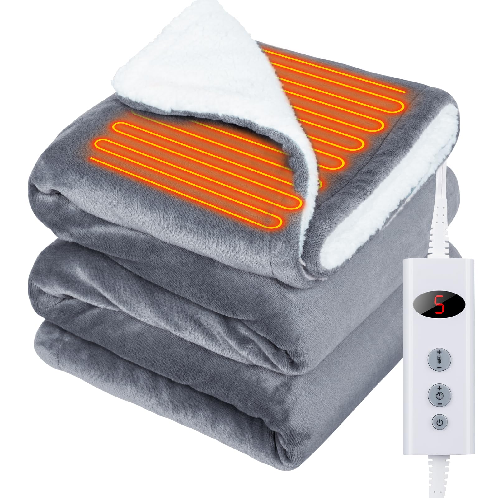 GOHHME 電気毛布 掛け敷き兼用 188×130cm 電気毛布 掛け【大きいサイズ&10段階温度調整& 9つタイマー機能 】 フランネル ふわふわ 電気ブランケット丸洗い可 3分速暖膝掛け4h自動電源オフ ソファ ブランケット過熱保護 防寒対策 抗菌