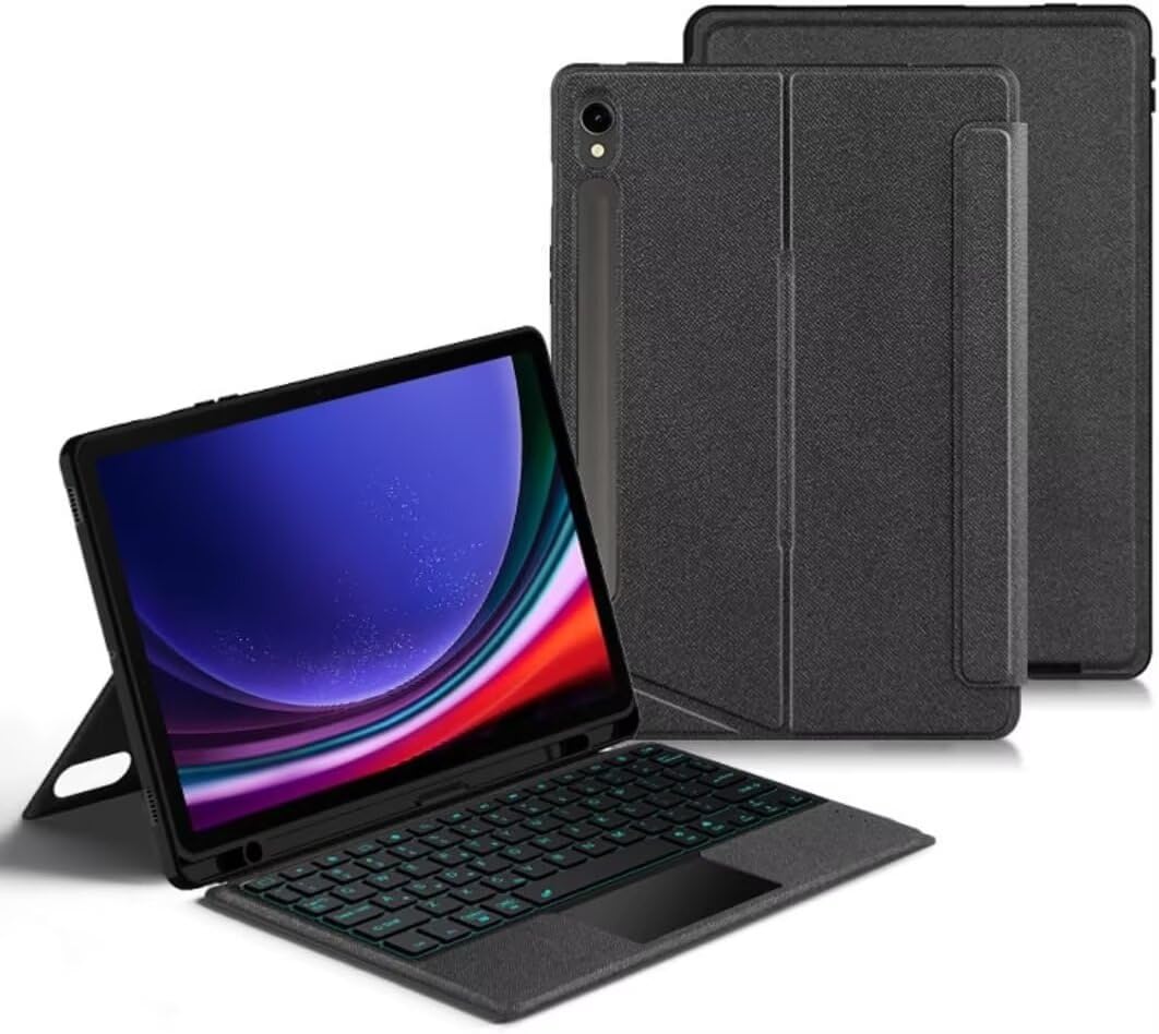 縦/横置き対応Tab S9 FE 10.9インチ/Tab S9 11インチキーボード ケース タッチパッド バックライト付き マグネット式 ケース 分離式 Tab S9 FE 10.9インチ/Tab S9 11インチキーボードケース 角度を自由に変更 ケー