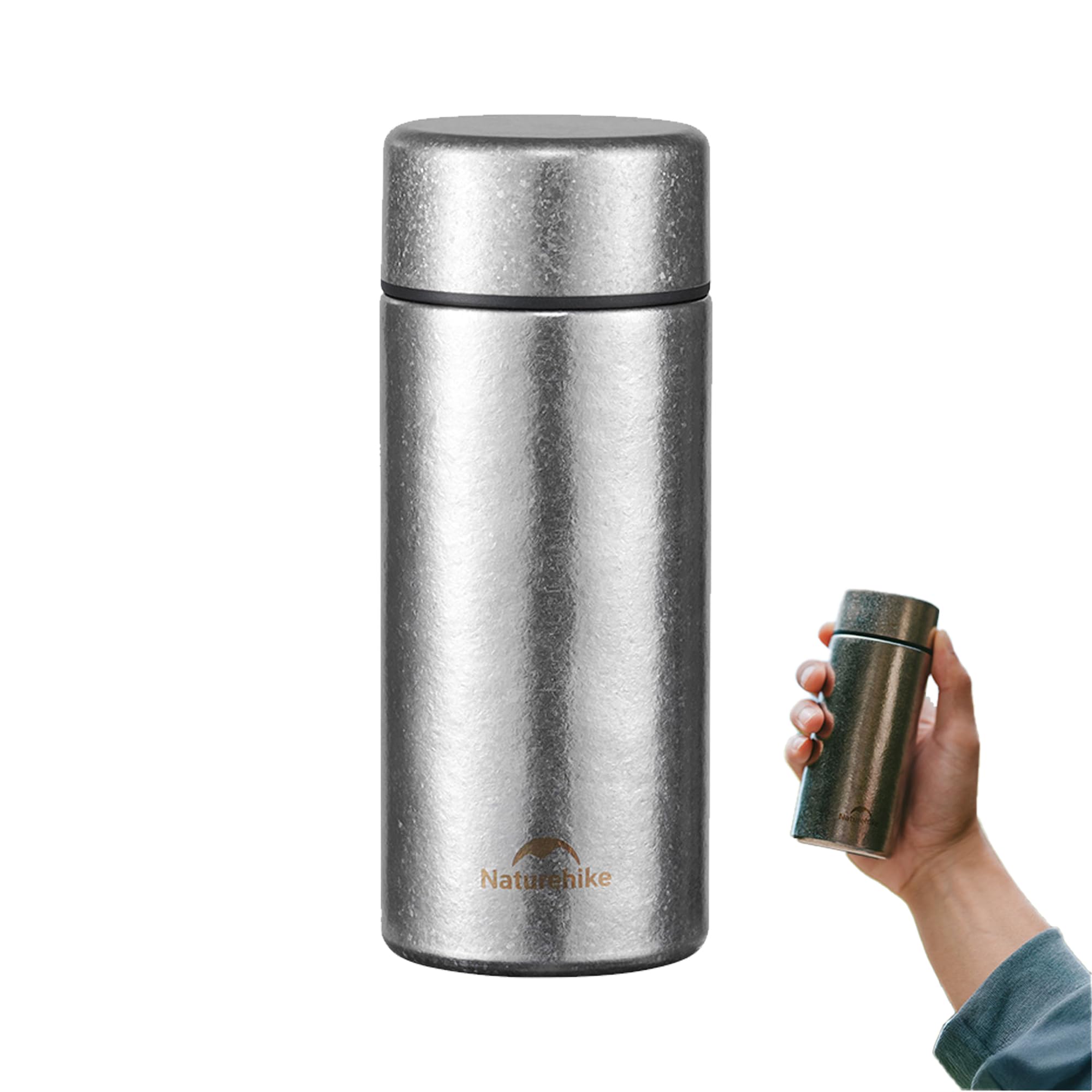 Naturehike 水筒 200ml ミニ 純チタン 95%抗菌率 128g超軽量 スリム 6h保温保冷 99%チタン含有 コーヒー/炭酸対応/ジュース/お茶/薬 フィルター付き ミニボトル 直飲み 広口 シームレス 洗いやすい 魔法瓶 小さい 通勤通学