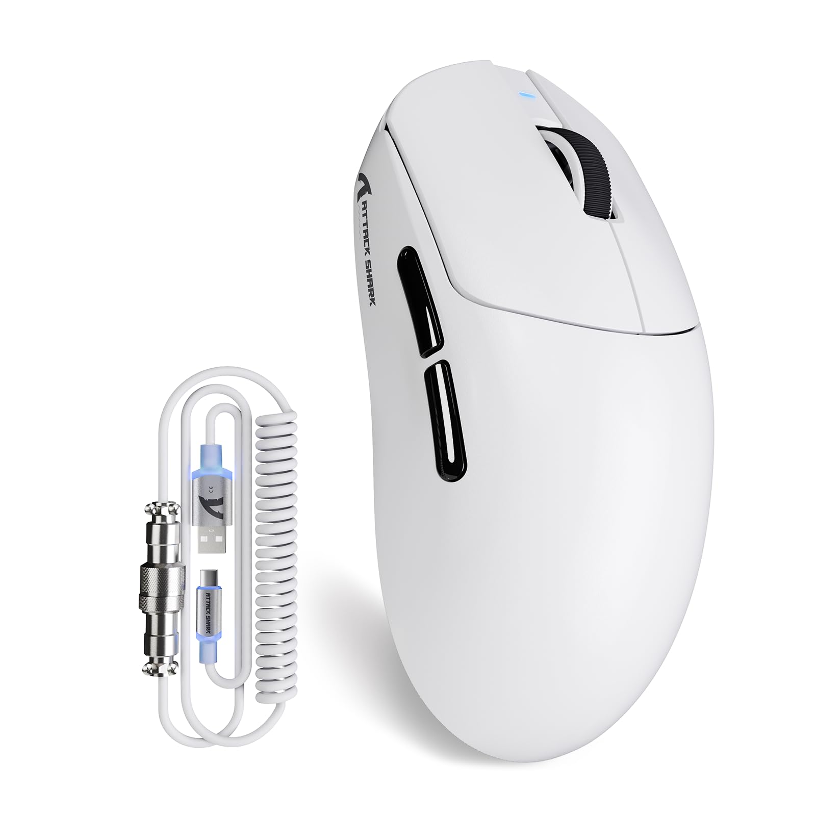 ATTACK SHARK X8PLUS ワイヤレスゲーミングマウス 軽量55g プロ級3395センサー 最大DPI40000 有線/Bluetooth/2.4G 3モード RGBバックライト 500mAh長寿命バッテリー アイスグリップ表面処理 大型手対応