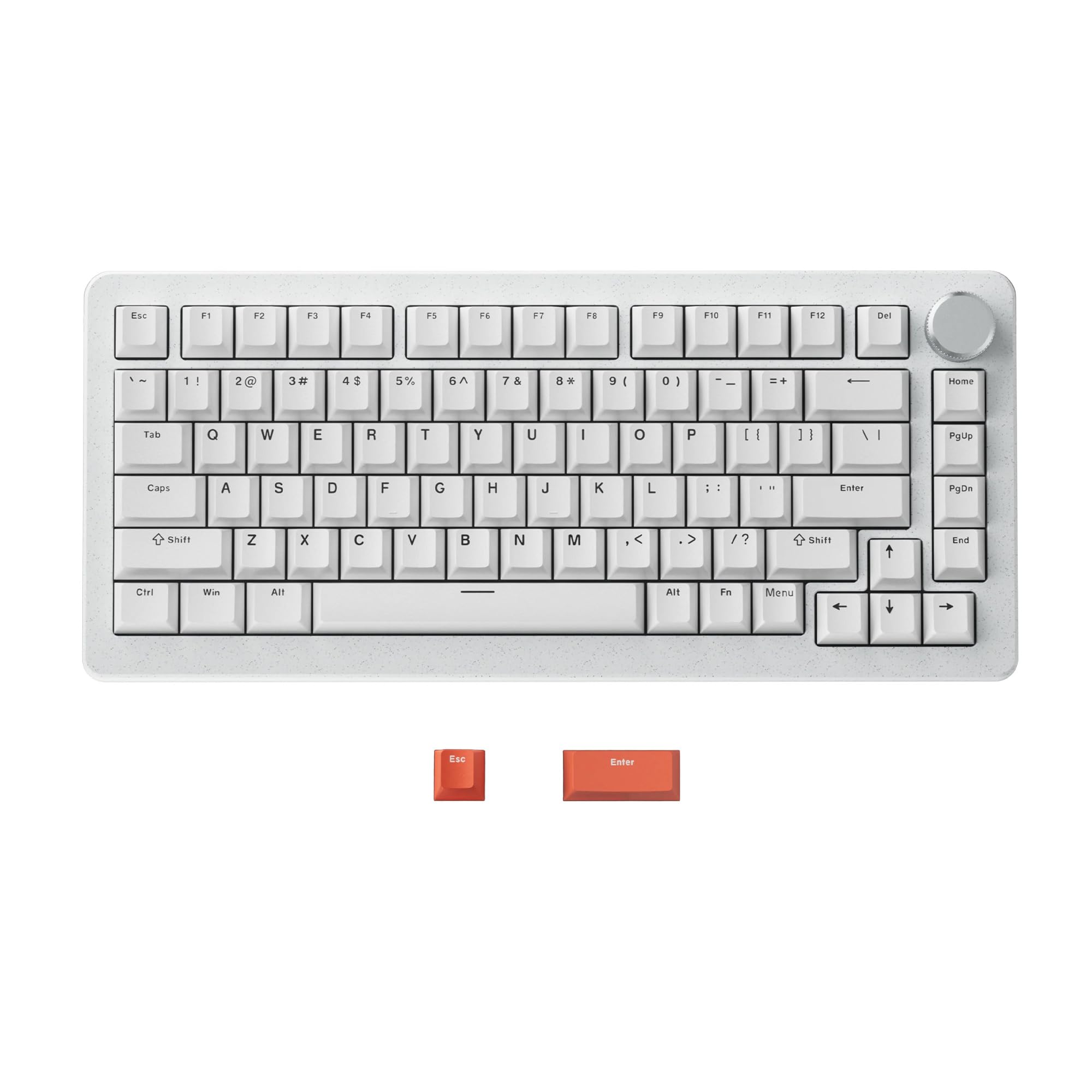 DrunkDeer A75 Pro ラピッドトリガー メカニカルゲーミングキーボード サイレント磁気スイッチ 調節可能な作動 PBT キーキャップ チェリープロファイル RGB 75% 82キー ANSI 有線 ノブ付き、ホワイト