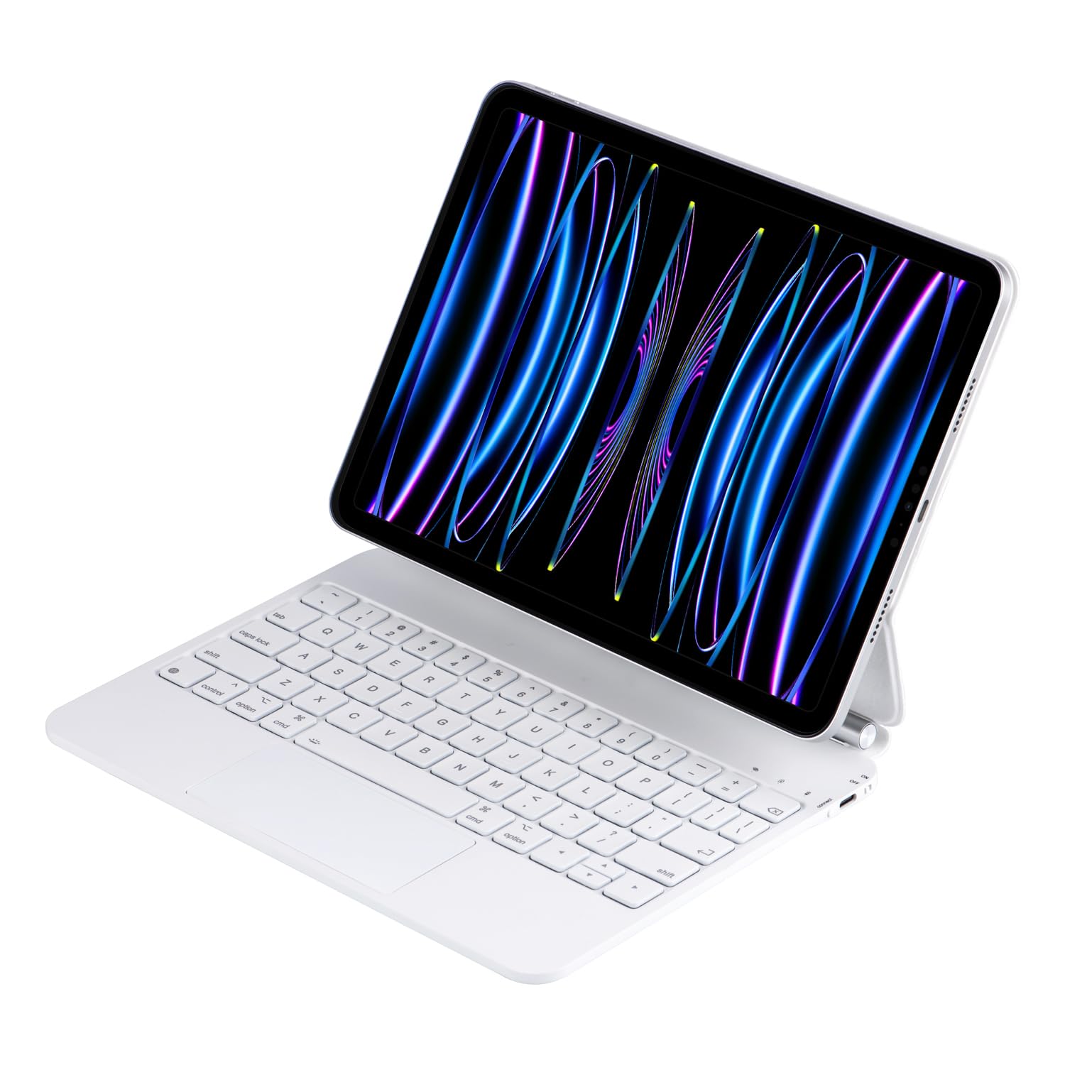Eisuiyi マジックキーボード iPad Pro11 第1/2/3/4世代 iPad Air 11インチ/ Air4/ Air5対応スマートキーボードケース トラックパッド付き 磁気吸着式 US配列 フローティングデザイン オートスリープ機能 白色のバ