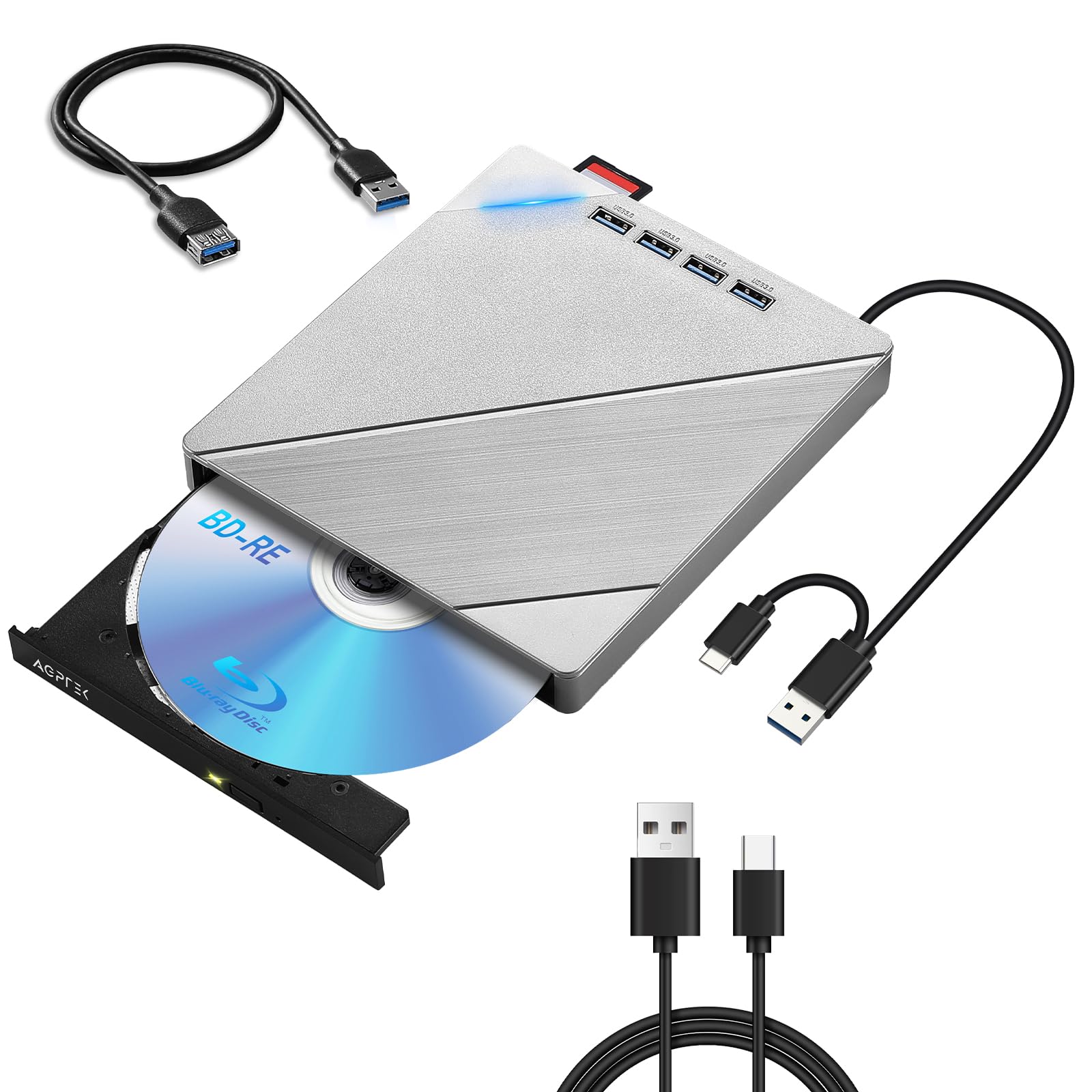 【2025年新登場】ブルーレイドライブ 外付け ブルーレイドライ USB3.0&Type-C両接続 BD/CD/DVD プレーヤー 読取/書込可 ブルーレイプレーヤー Blu-ray プレイヤー 多機能 薄型 軽量 外付けブルーレイドライブ ブルーレイドラ|湖南オンライン