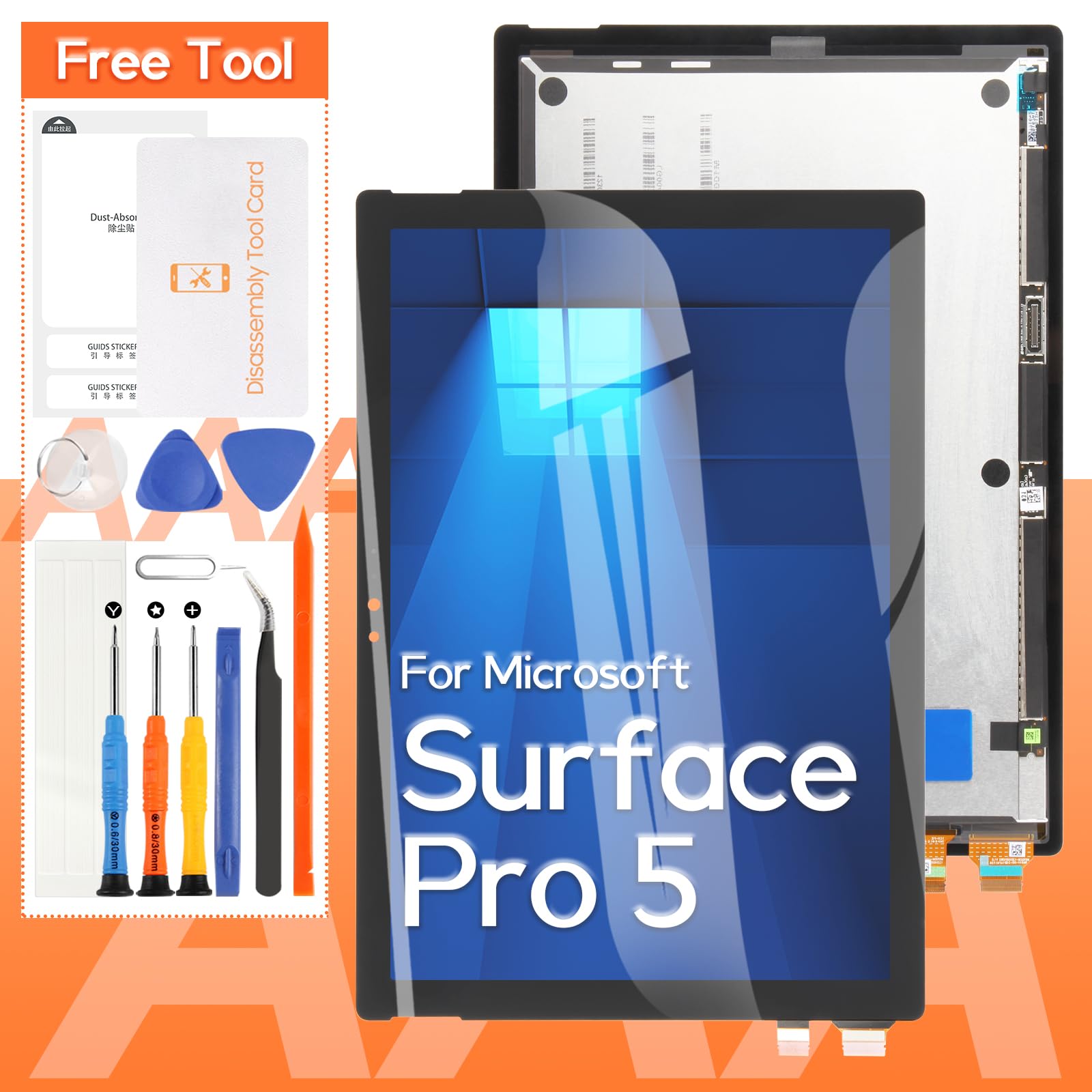 A-MIND For Microsoft Surface Pro 5 1796 液晶パネル 画面交換修理用 タッチパネルセット 12.3 インチ V1.0 6870S-2403A LP123WQ1(SP)(A2) 2736x1824 LCDスクリーン 統合|湖南オンライン