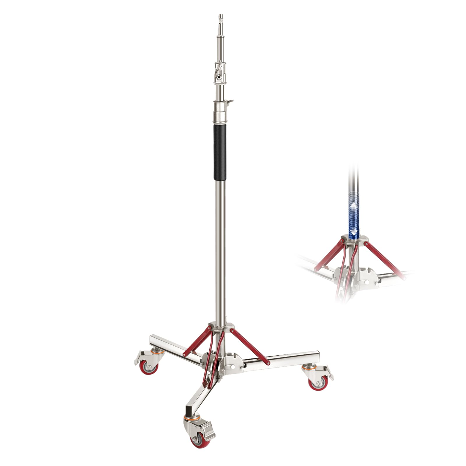 NEEWER BASICS 撮影用ライトスタンド キャスター付き 130-305cm 三脚スタンド 100%ステンレススチール製 頑丈 調整可能 写真用ライトスタンド ストロボ/LEDビデオリングライト/モノライト/ソフトボックス/リフレクター用 最大荷重|湖南オンライン