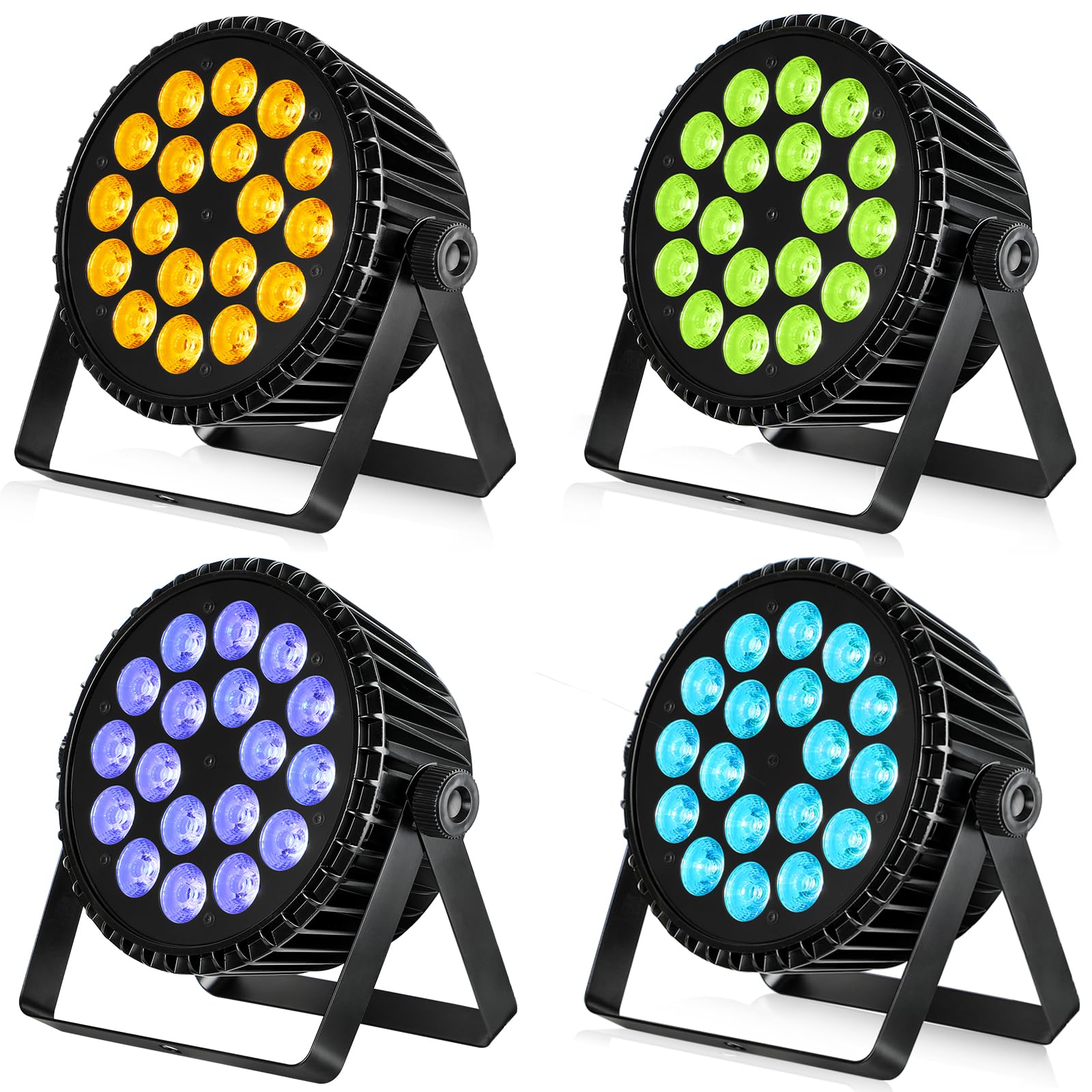 Betopper LEDステージライト 18x18W 6-in-1 LED RGB+アンバー+ライムグリーン+UV ハイパワーパー缶照明、DJライトストロボ/ウォッシュアップライト、, DMX512 7/11CH 専門設備 高輝度 音声連動 多色変更 舞台
