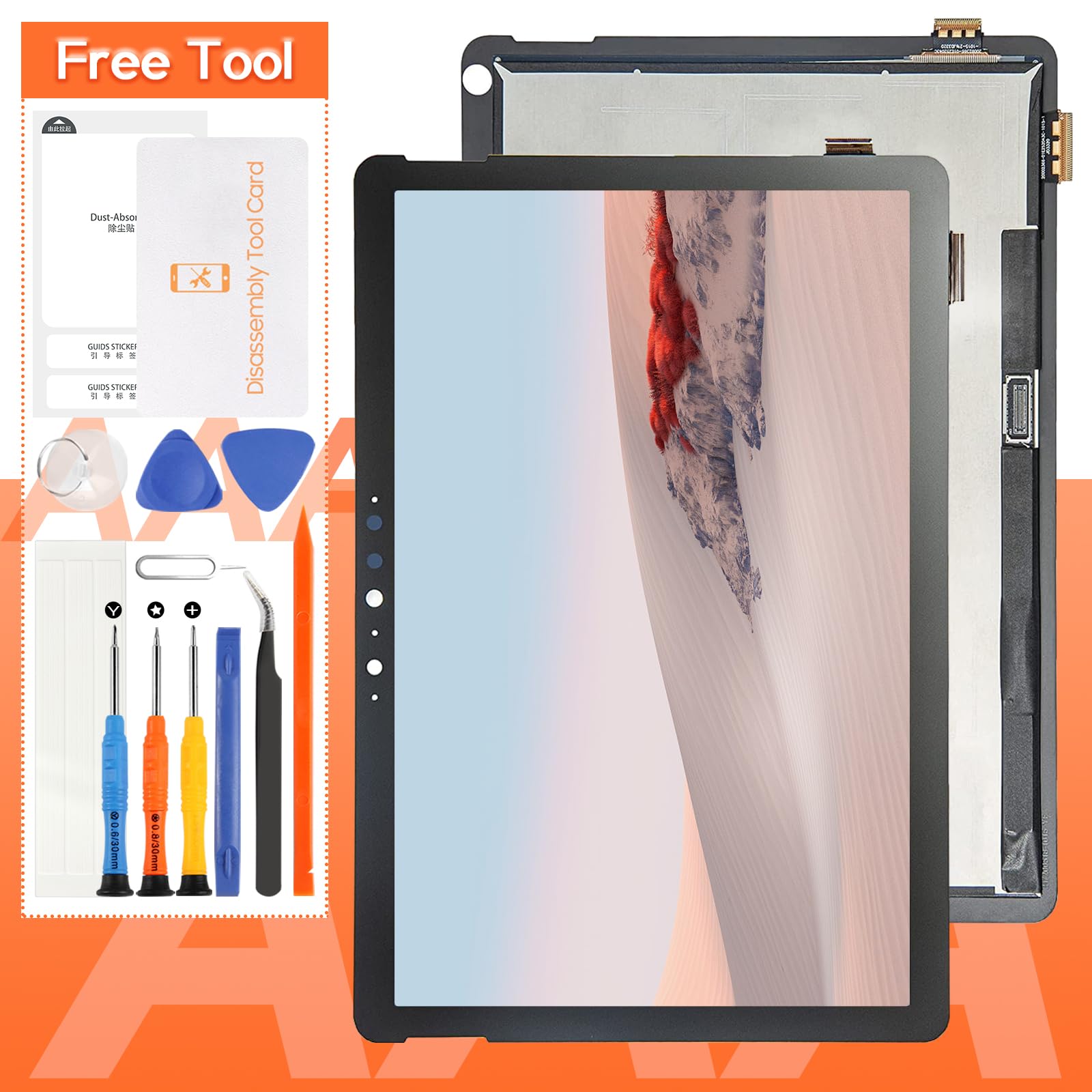 A-MIND For Microsoft Surface Go 3 液晶パネル 画面交換修理用 タッチパネルセット,For Microsoft Surface Go3 1901 1926ＬＣＤスクリーン 統合画面交換修理用キット 無料の修理工具