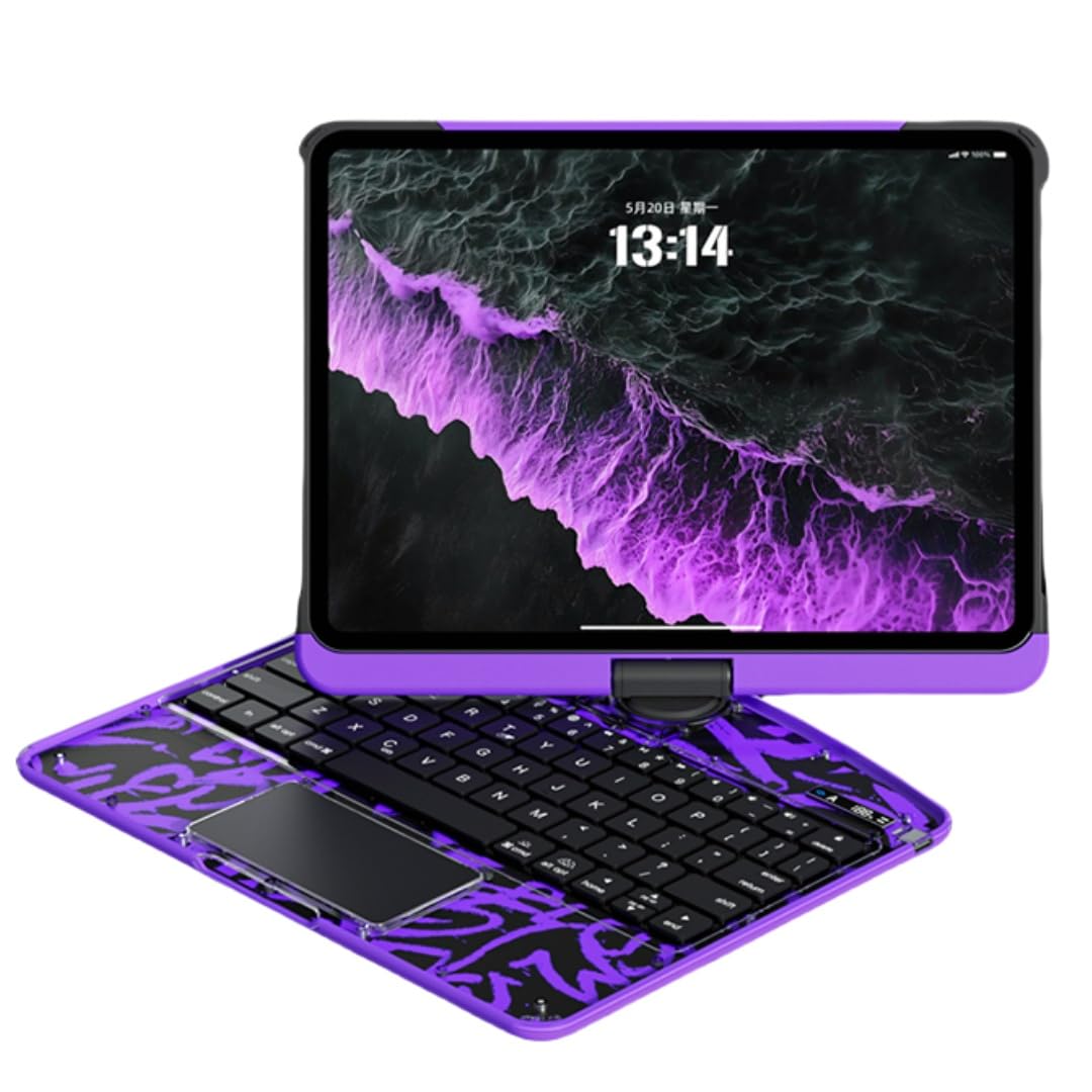 360度回転 2022 iPad 第10世代 10.9インチ キーボードケース 透明 iPad 第11世代 11インチ (A16, 2025) キーボード クリア 7色バックライト付き トラックパッド付き 折りたたみ 多角度対応 多機能 一体型 キーボード|湖南オンライン