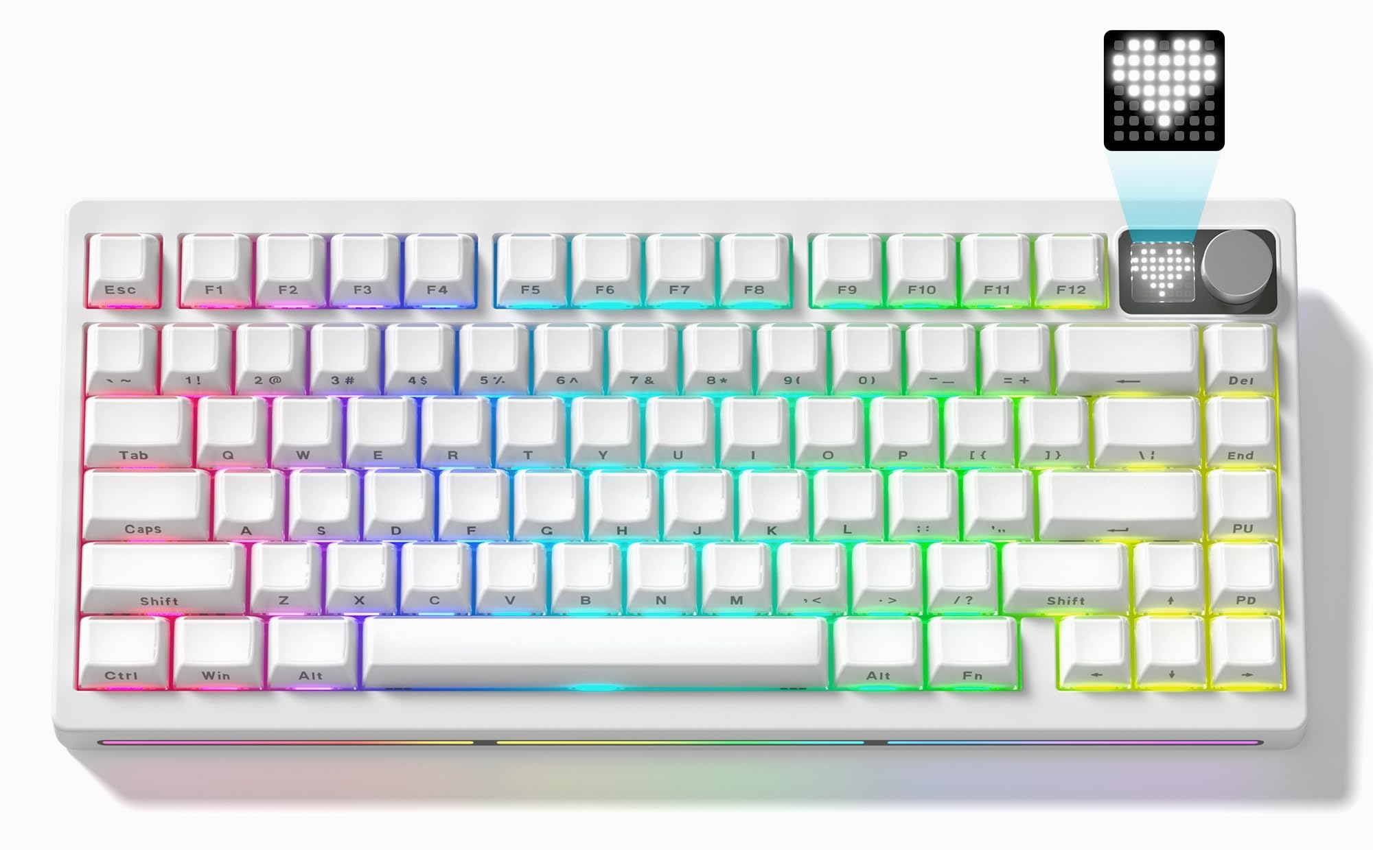ゲーミングキーボード ワイヤレス Womier 3WAY接続(BT5.0/2.4G/有線) 8000mAhバッテリー 75%コンパクト 80キーメカニカルキーボード ホットスワップ ガスケット構造 5層消音 PBTキーキャップ 音量調整ノブ付き 1680万 11,703円