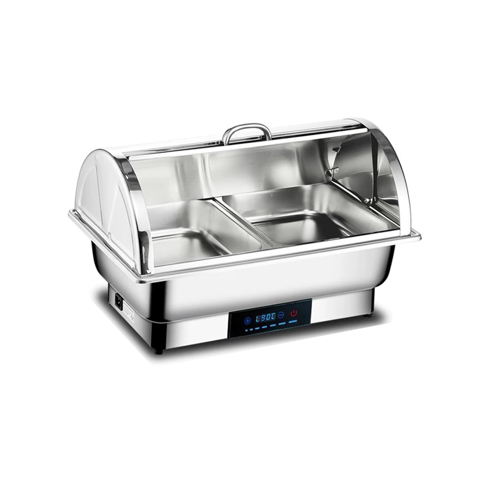 ビュッフェサーバー チェーフィングディッシュ chafing dish 13.5L オールスチールカバー湯煎式 ステンレス製 保温調理鍋 food warm 温度調整加熱ウォーマー温度制御 保温トレイ 電気ミールストーブ100v (角型2連)|湖南オンライン
