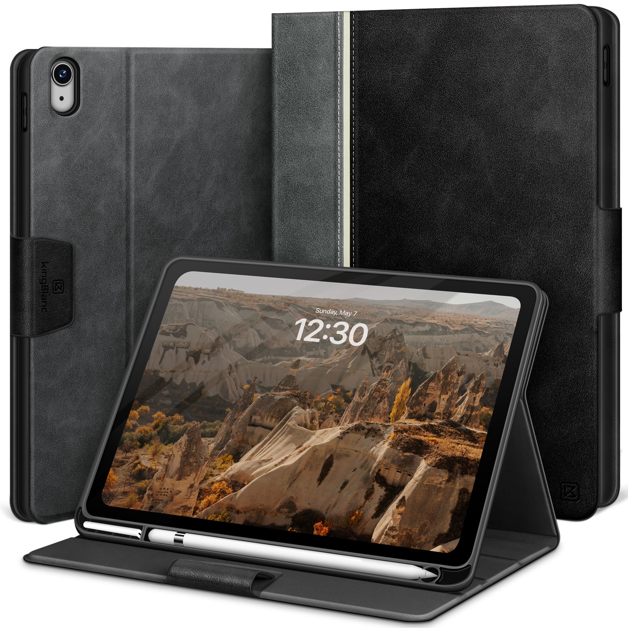 KingBlanc iPad 11世代 (A16) ケース 2025 11インチ・iPad 10世代 カバー 10.9インチ 2022 手帳型 ペン収納 高級PUレザー製 オートスリープ 絵描き角度 ペンホルダー付き スタンド機能 キズ防止 全面保護, ブ