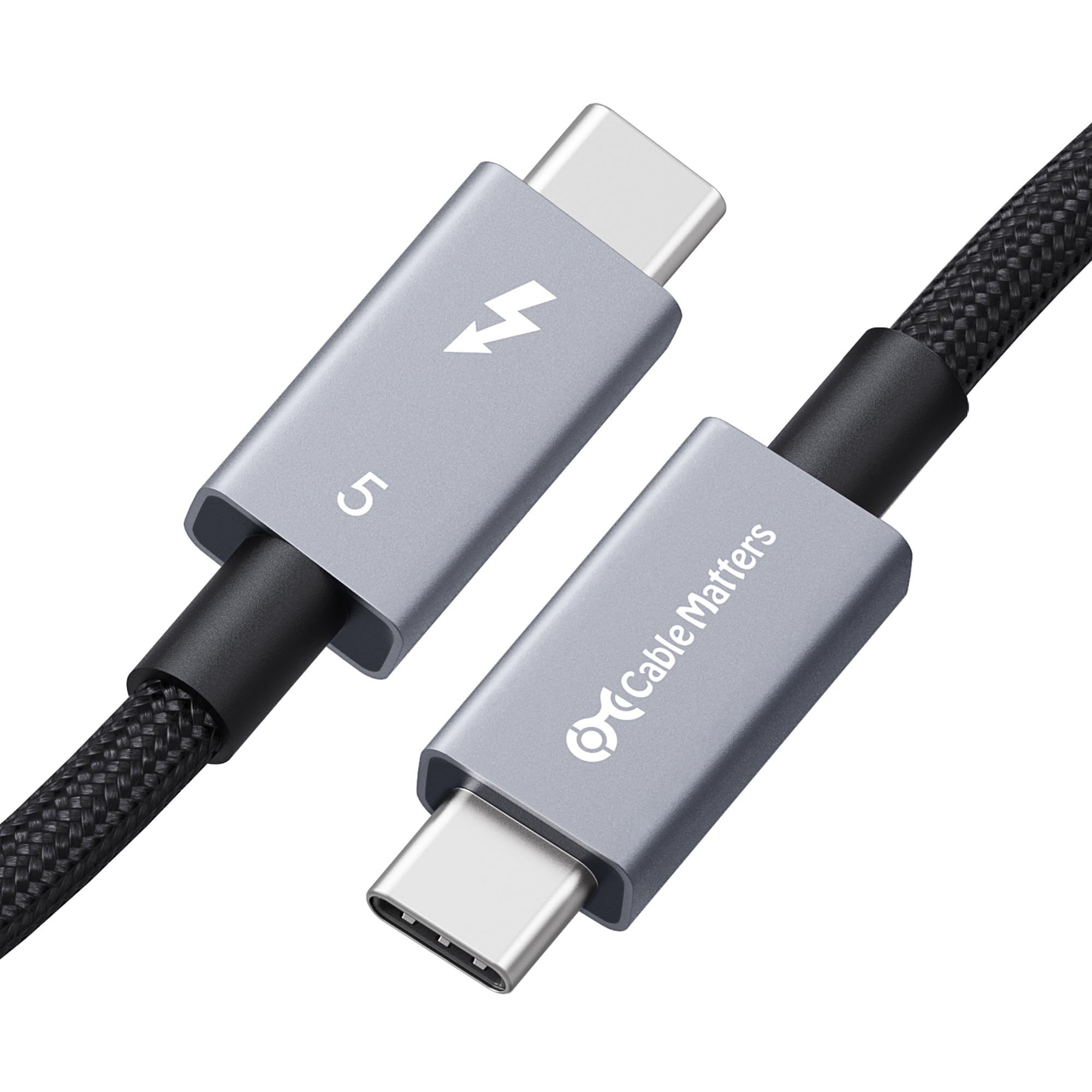 [Intel認定] Cable Matters 80Gbps 編組Thunderbolt 5 ケーブル - 0.5m、[最大120Gbps帯域幅ブースト・240W充電・8K / 4K 540Hz]、サンダーボルト5ケーブル、Thunderbolt 4/US