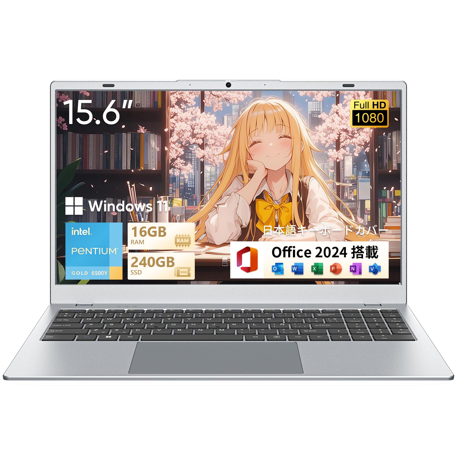 UOWAMOU ノートパソコン 15.6 インチ FHD IPS 搭載 ペンティアム ゴールド 6500Y プロセッサー 16GB+240GB /USB3.2Gen1×2/USB2.0×1/Type-C 充電 /WIFI5+BT5.0 /HDMI 薄型軽量|湖南オンライン
