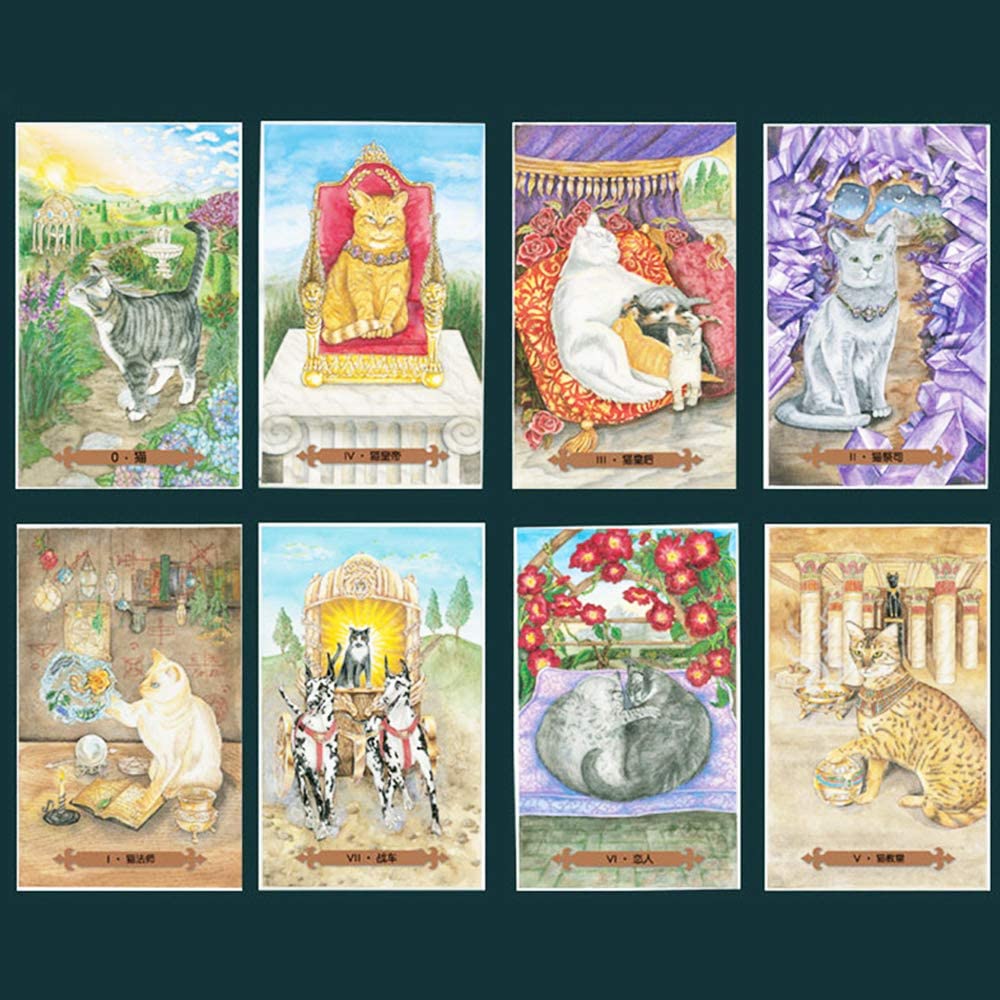 楽天市場 タロットカード 猫 タロット占い 猫 水彩タッチの猫のイラストカード ミスティカル キャッツ タロット中国語版 Koneko