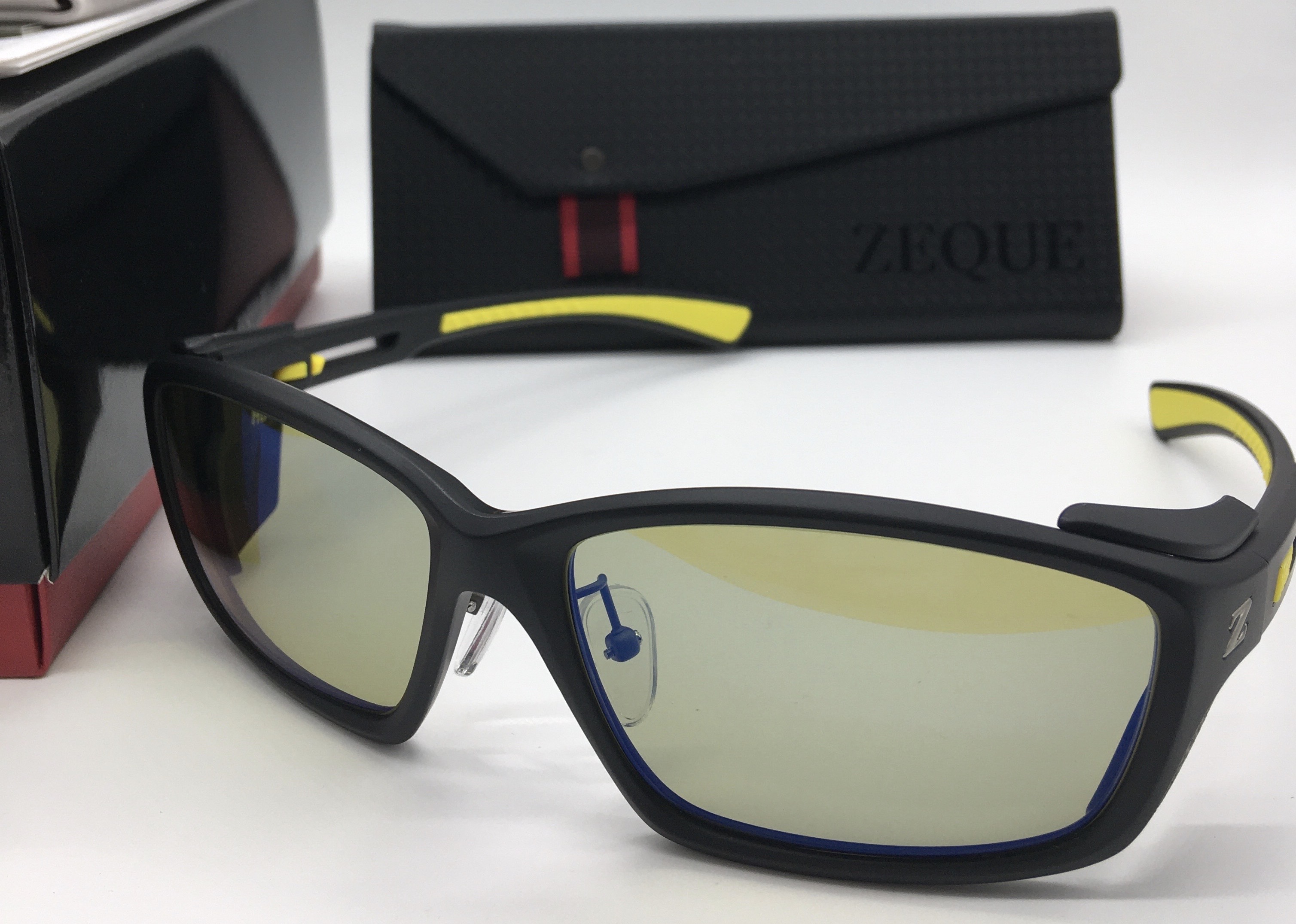 Zeque ゼクー ZEAL OPTICS ジール オプティクス 偏光 黒眼鏡 HOVER フー赤ちょうちん F-1978 MATTE BLACK/ YELLOW EASE GREEN/ BLUE MIRROR