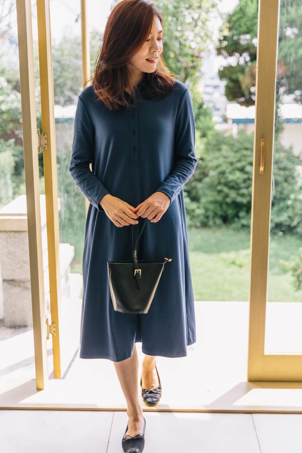 人気スタイ贈呈 レビュー特典 公式 ボタンで簡単授乳 肌触り抜群 カバー力 コニー Konny コニーママウェア ボタンフレア授乳ワンピース 授乳服 長袖 部屋着 楽ちん 秋冬対応 産後服 Aラインワンピ ポケット付き 柔らか生地 おうちコーデ Schwimmbad Delphine De